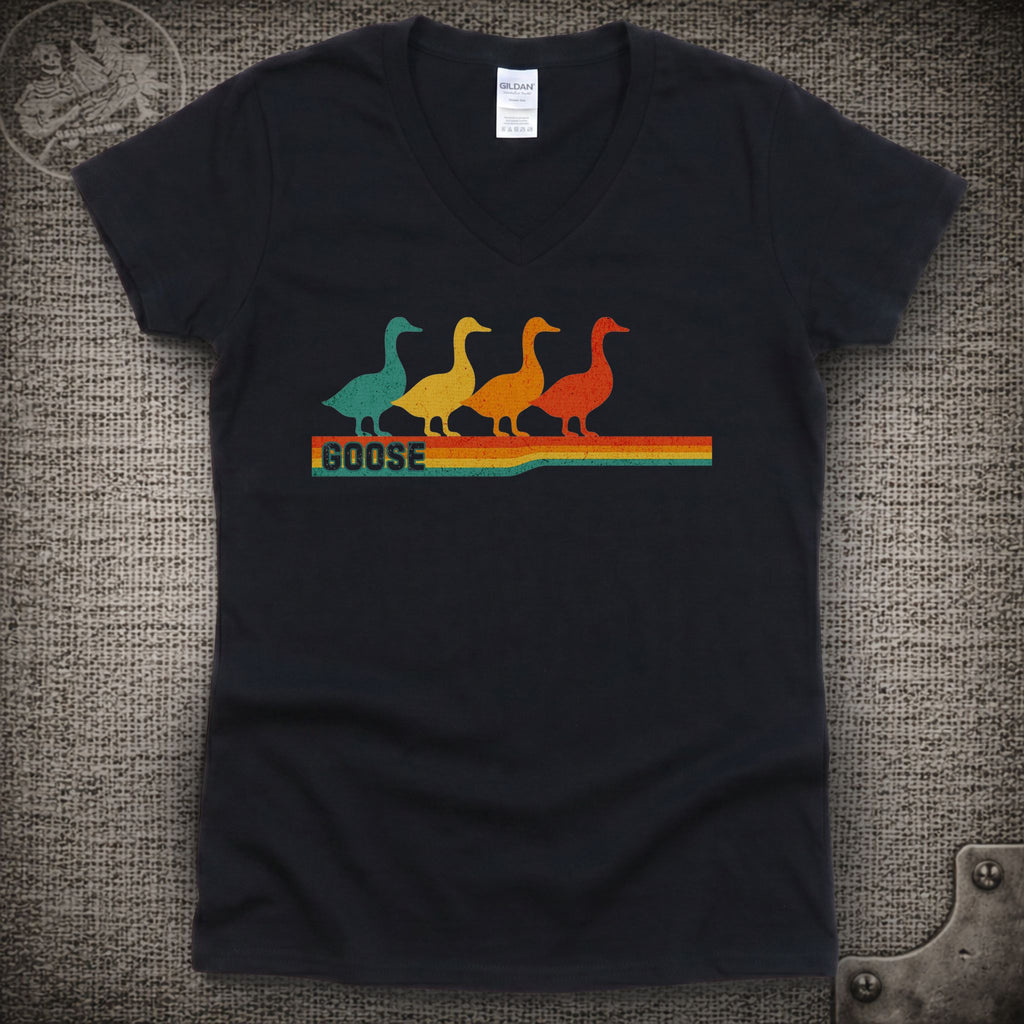 Retro Geese | Goose Shakedown Lot Style Ladies V-Neck Tee