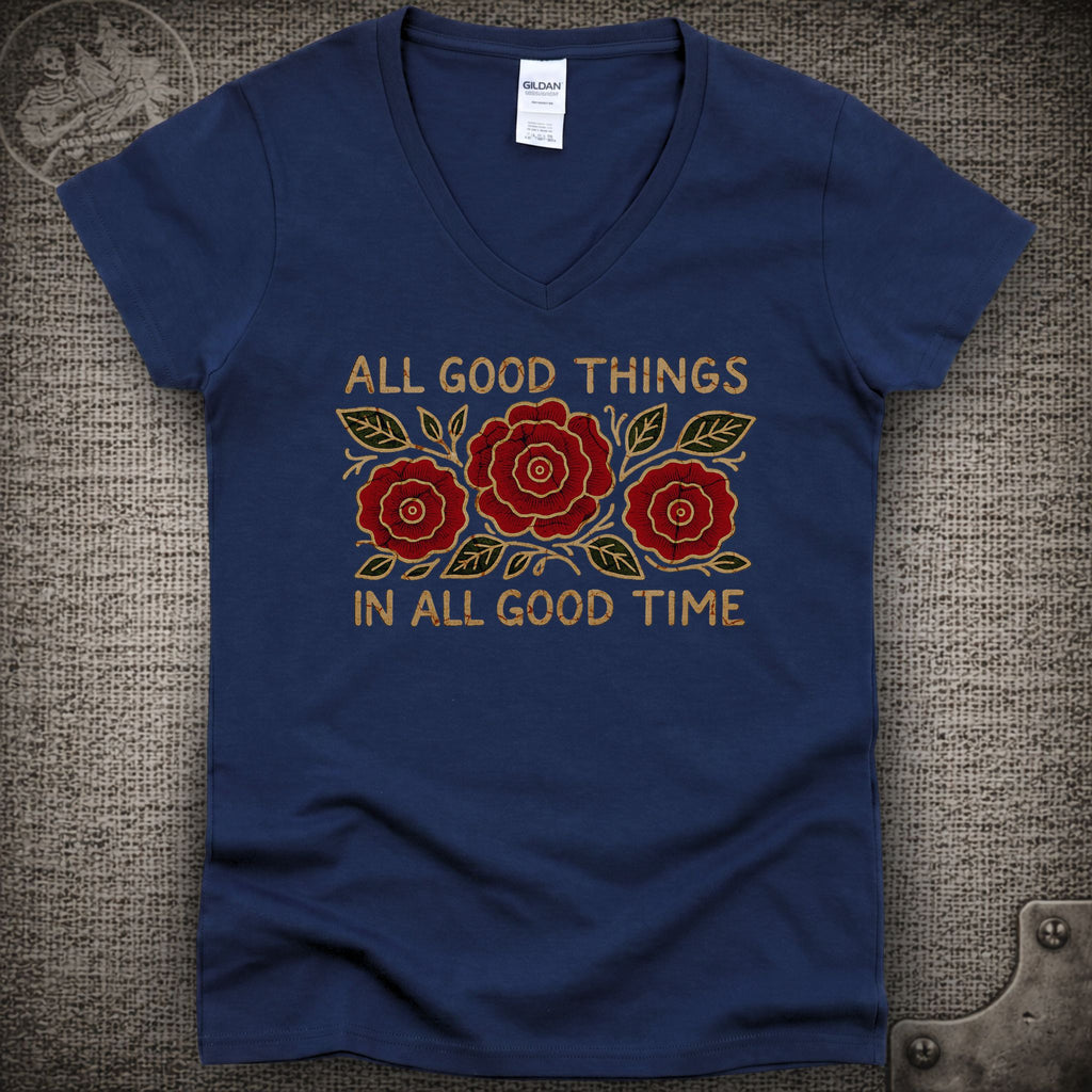 Run for the Roses | Jerry Garcia Band Shakedown Lot Style Ladies V-Neck Tee