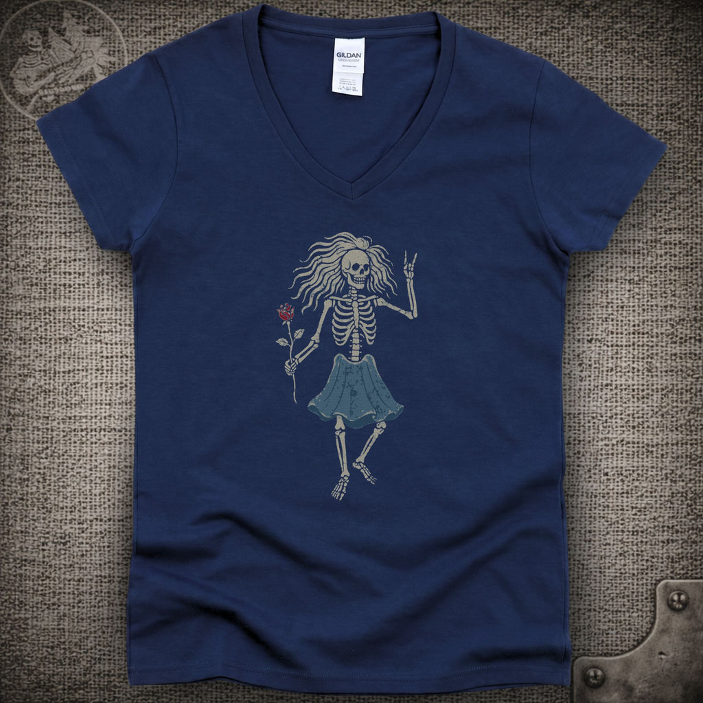 Rosebud Guitar | Jerry Garcia Shakedown Lot Style Ladies V-Neck Tee