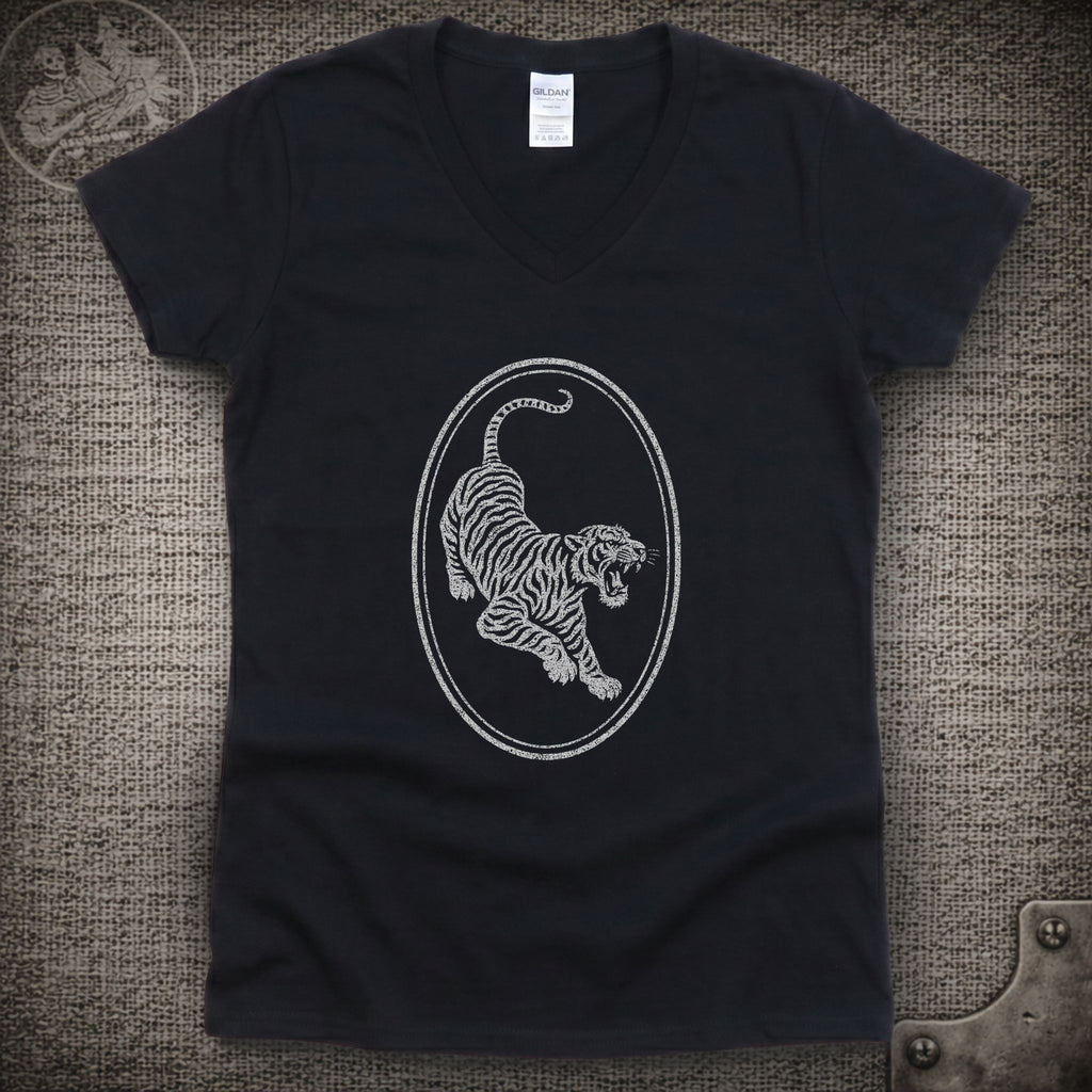Tiger Guitar | Jerry Garcia Shakedown Lot Style Ladies V-Neck Tee