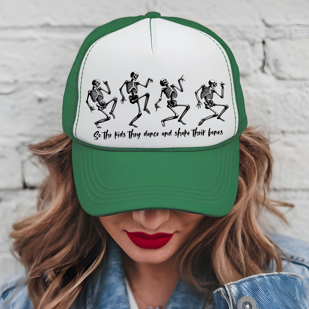 Throwing Stones | Grateful Dead Inspired Dancing Skeletons Trucker Hat