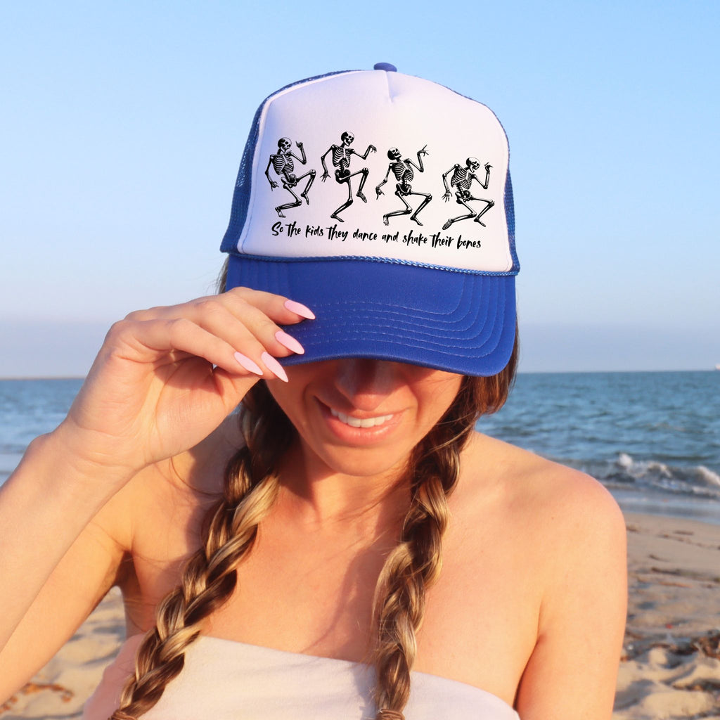 Throwing Stones | Grateful Dead Inspired Dancing Skeletons Trucker Hat