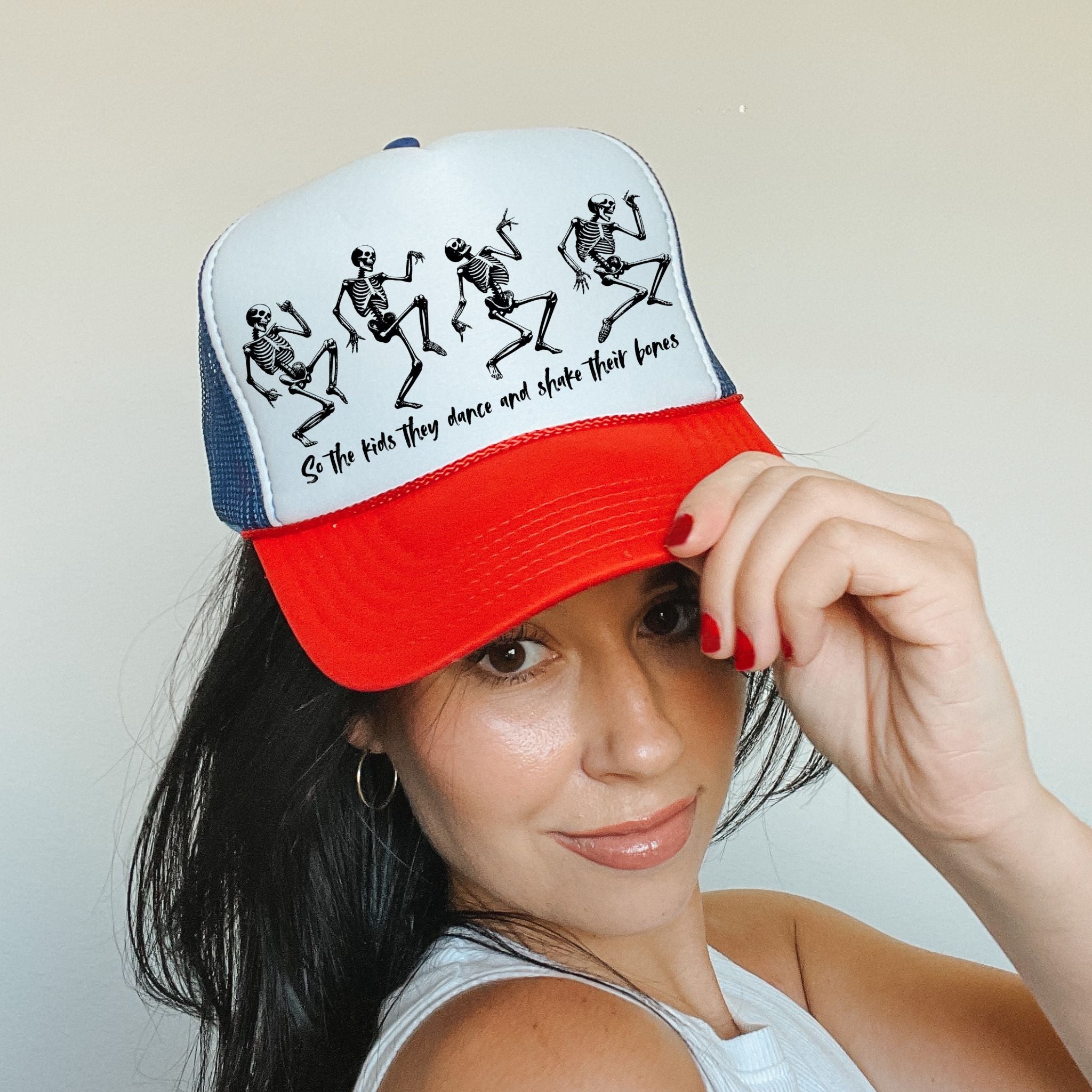 Throwing Stones | Grateful Dead Inspired Dancing Skeletons Trucker Hat