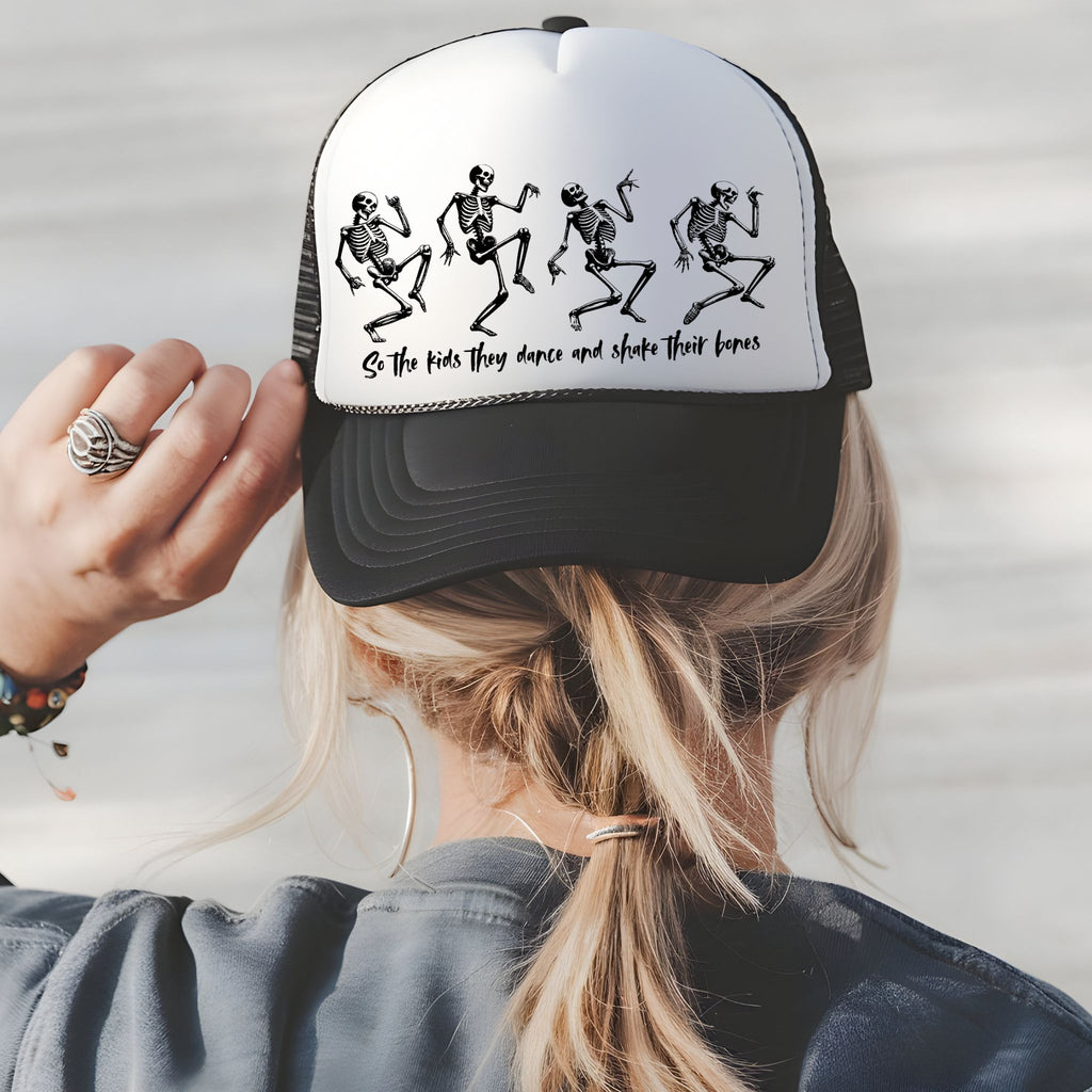 Throwing Stones | Grateful Dead Inspired Dancing Skeletons Trucker Hat