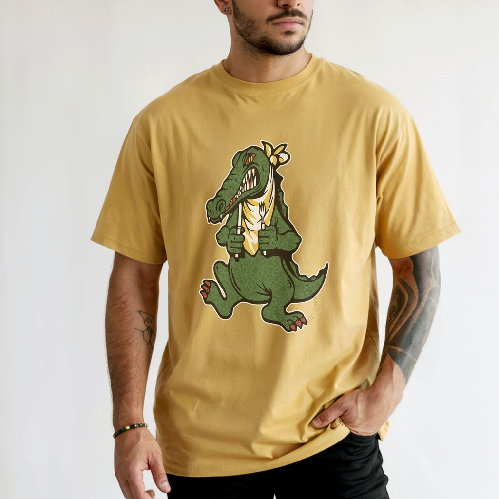 Original Alligator guitar artwork shirt for Deadheads and music lovers