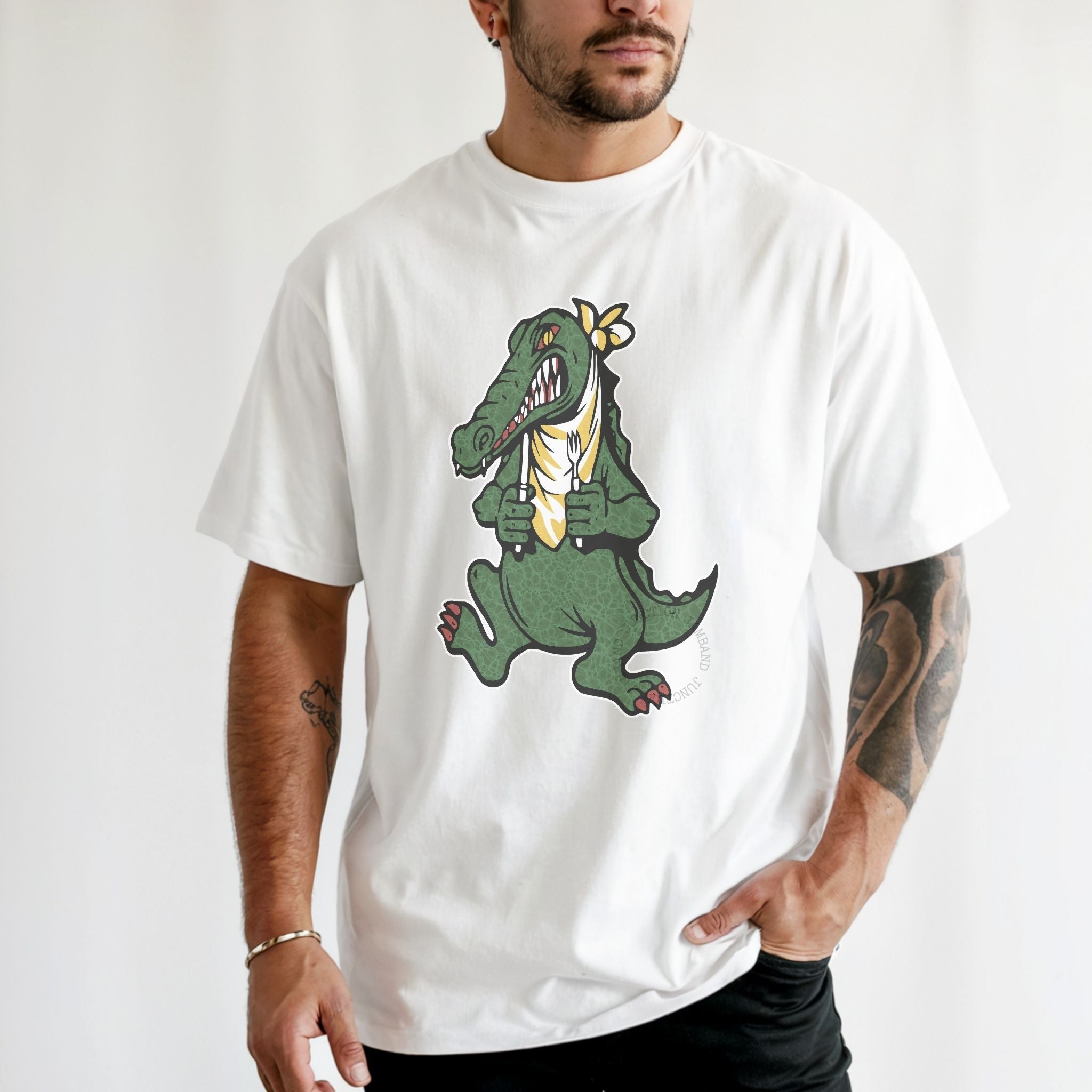 Shakedown lot style music t-shirt with Alligator guitar artwork