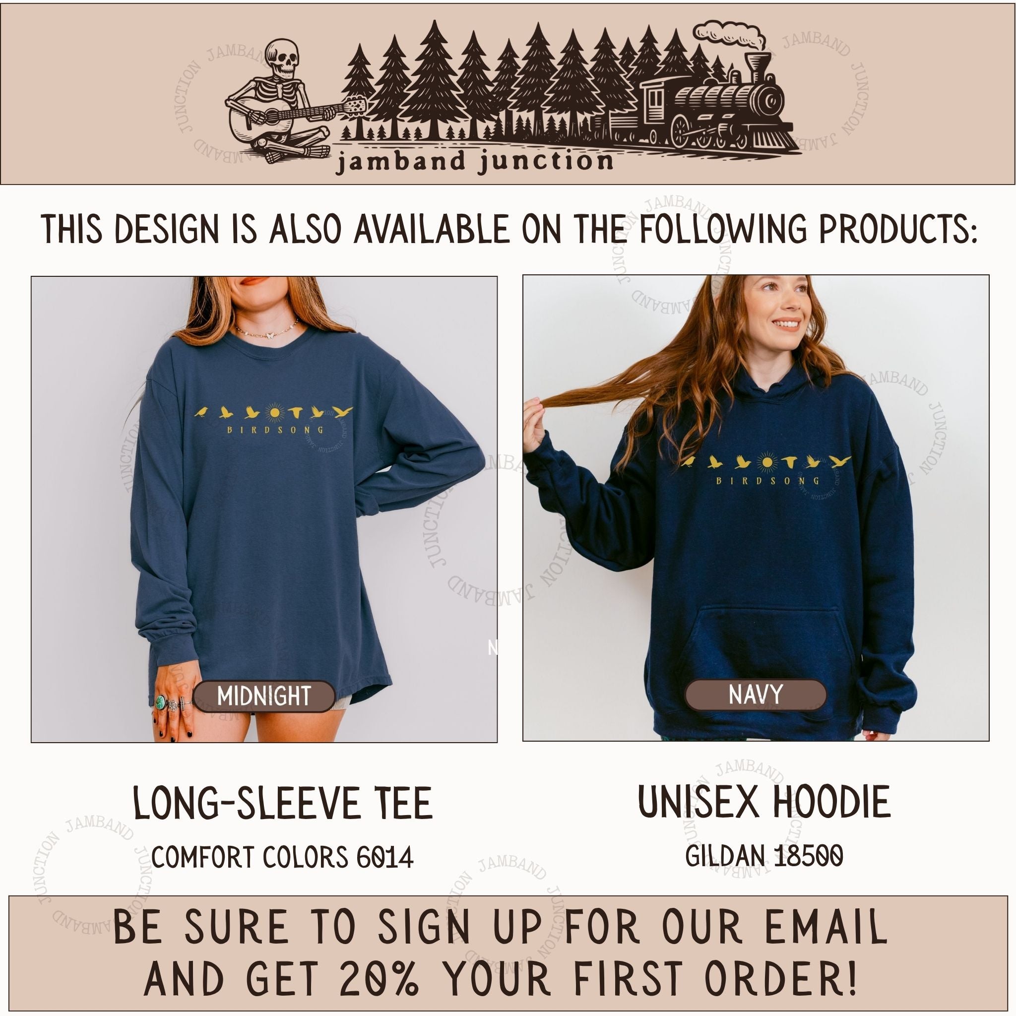 Birdsong birdphases design also available on long sleeve and sweatshirt