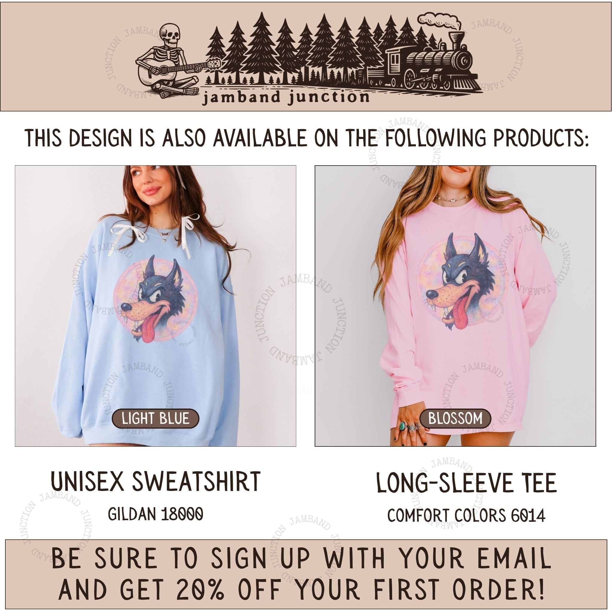 Dire Wolf design also available on long sleeve and sweatshirt