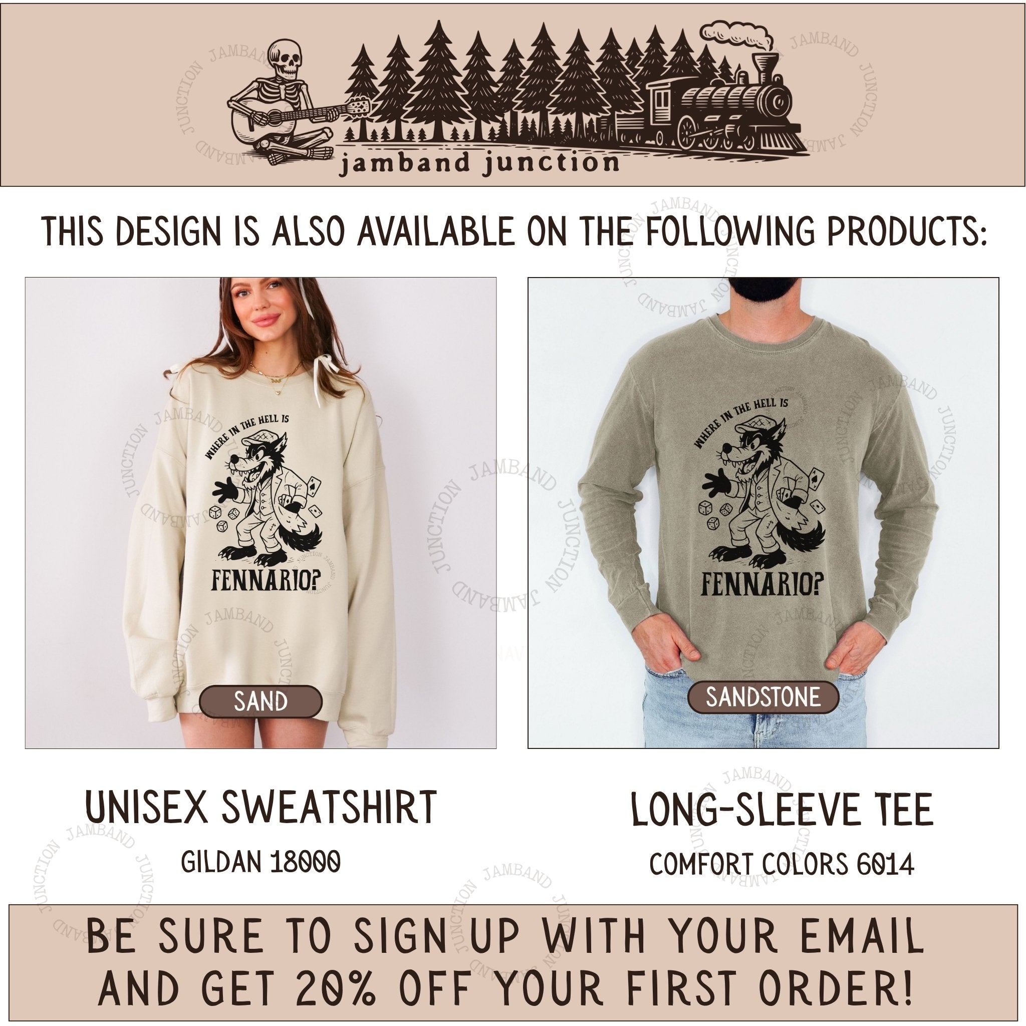 Dire Wolf Fennario design also available on long sleeve and sweatshirt