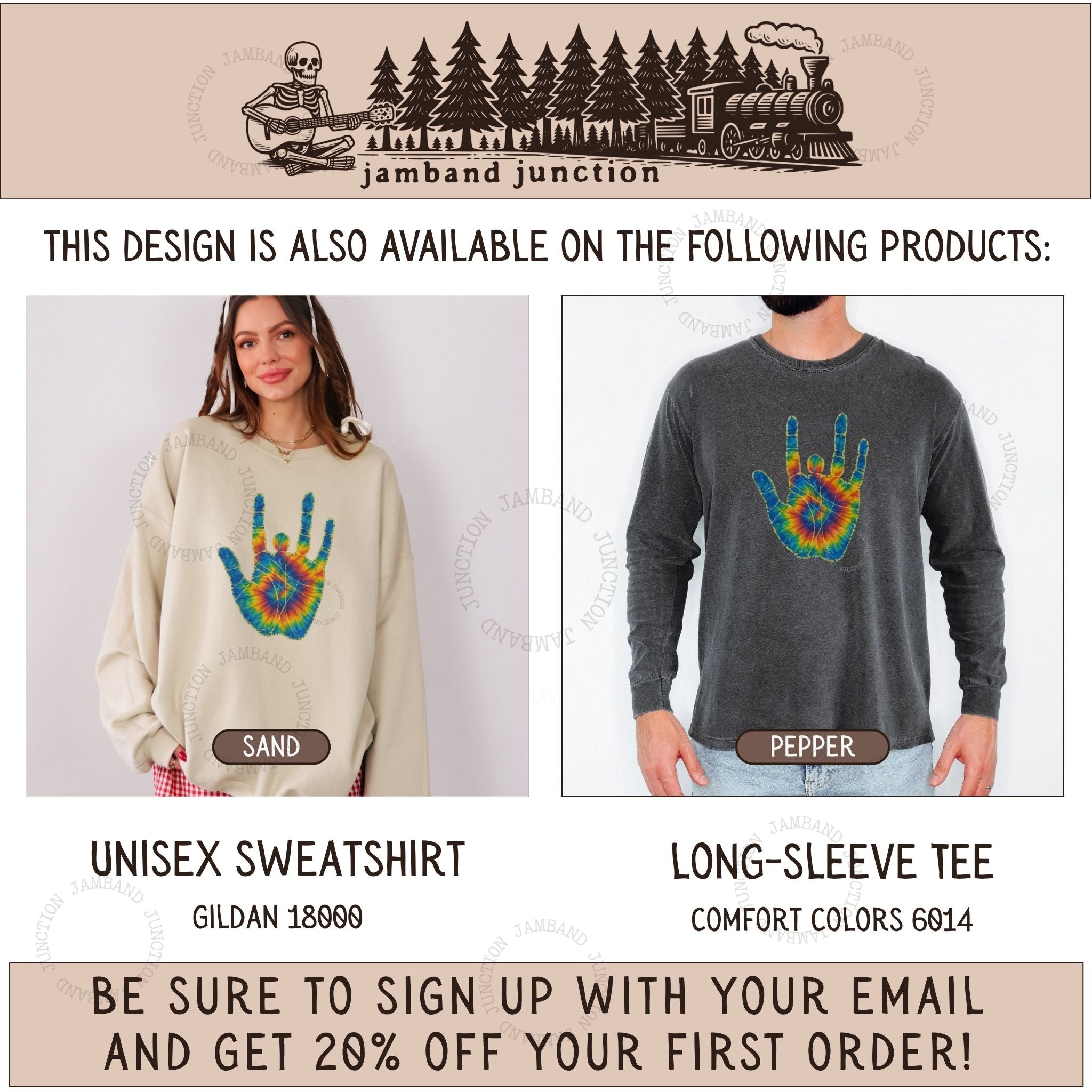 Jerry Garcia Hand design also available on long sleeve and sweatshirt