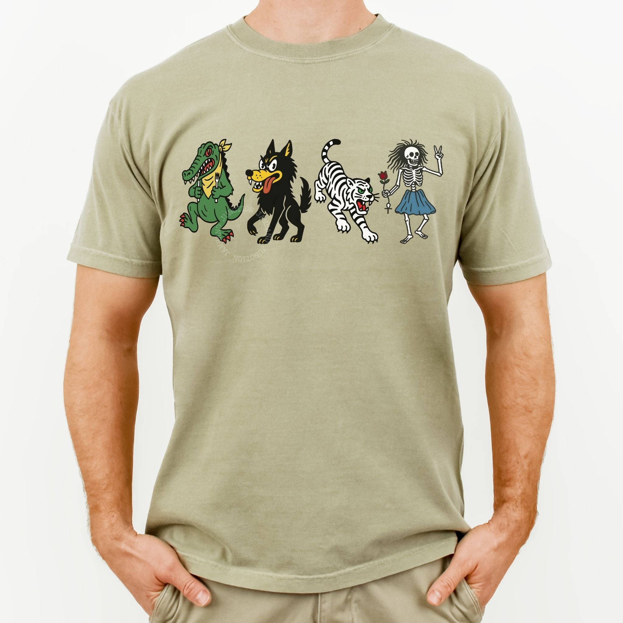 Original Jerry Garcia guitar design shirt with Deadhead aesthetic