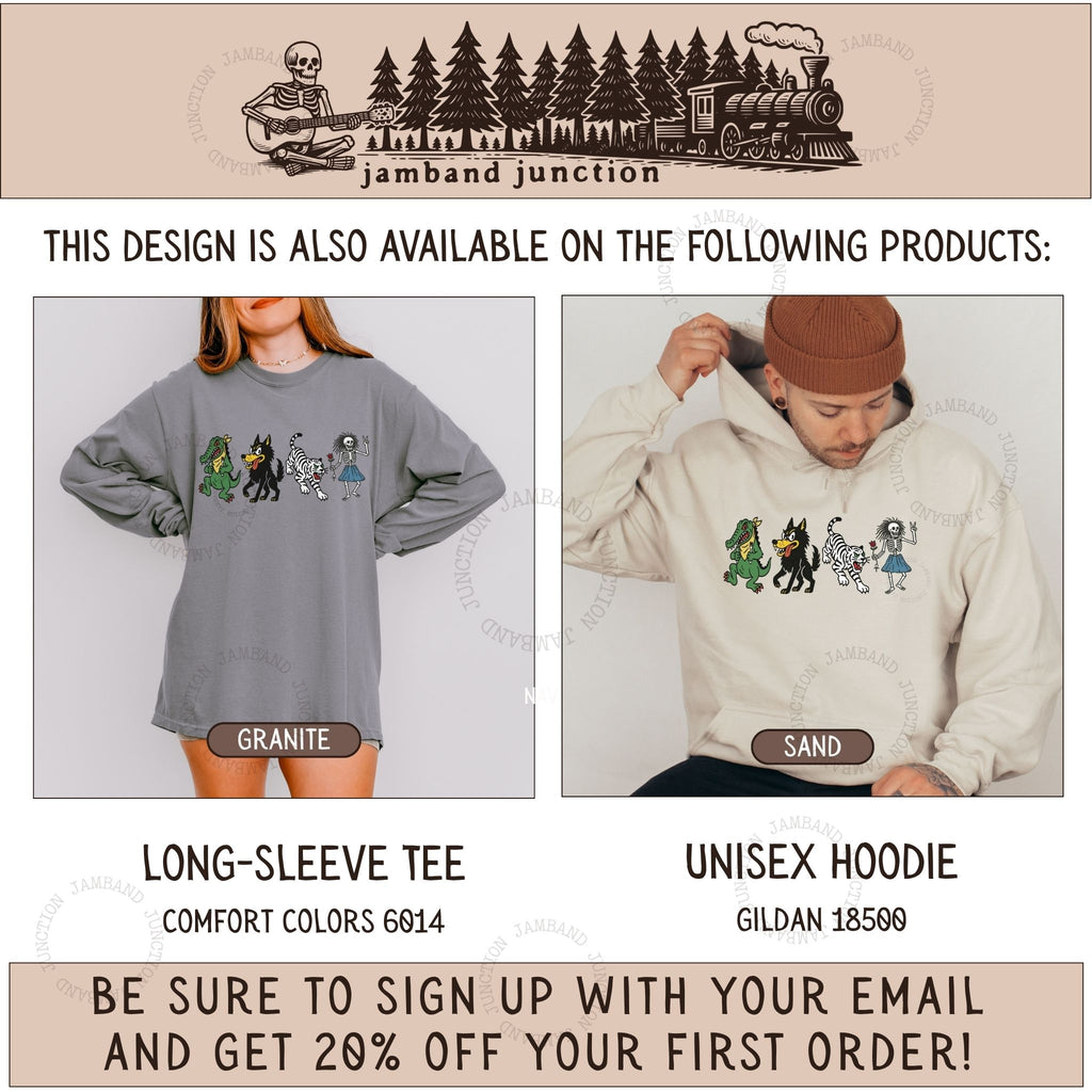 Jerry Garcia guitars design also available on long sleeve and sweatshirt