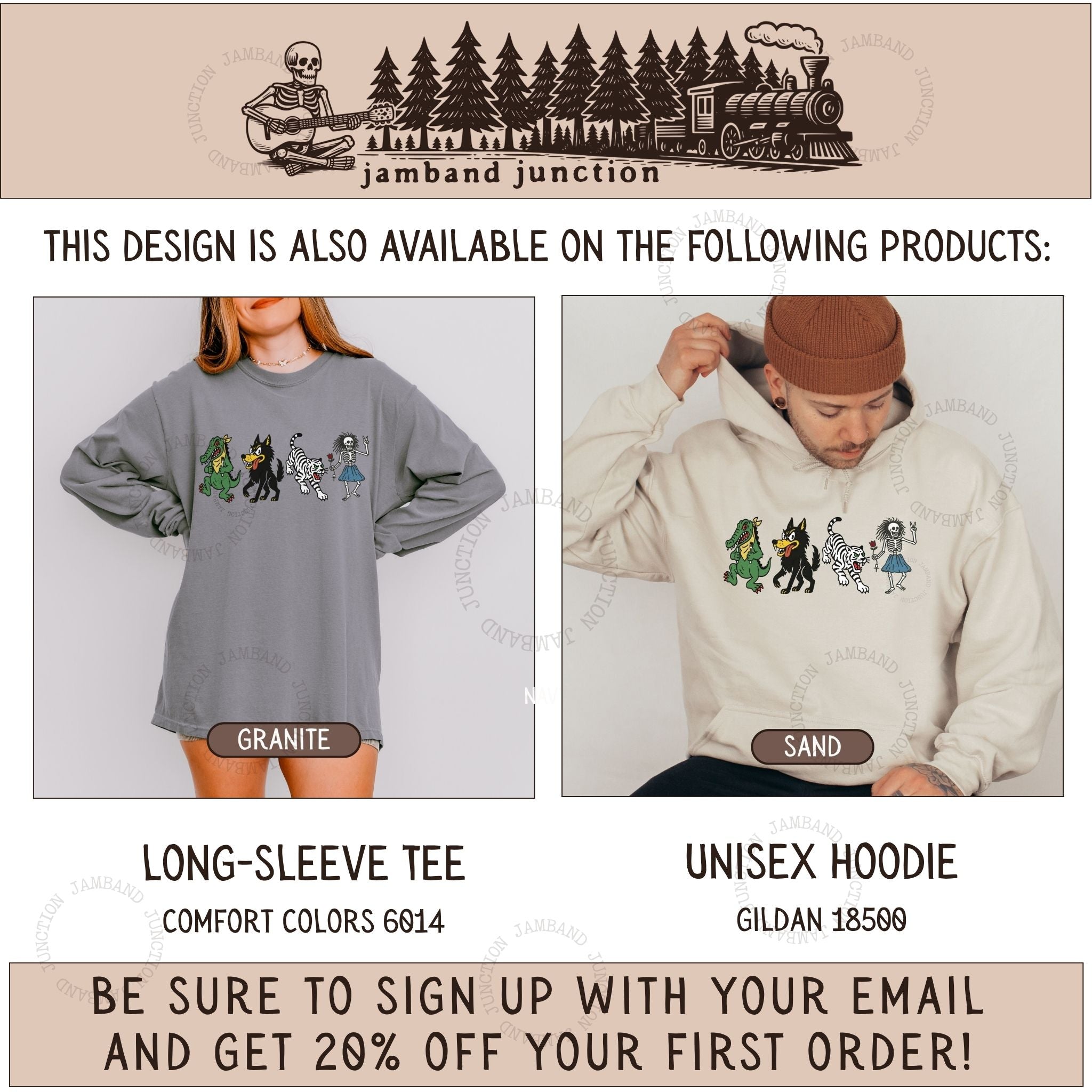 Jerry Garcia guitars design also available on long sleeve and sweatshirt