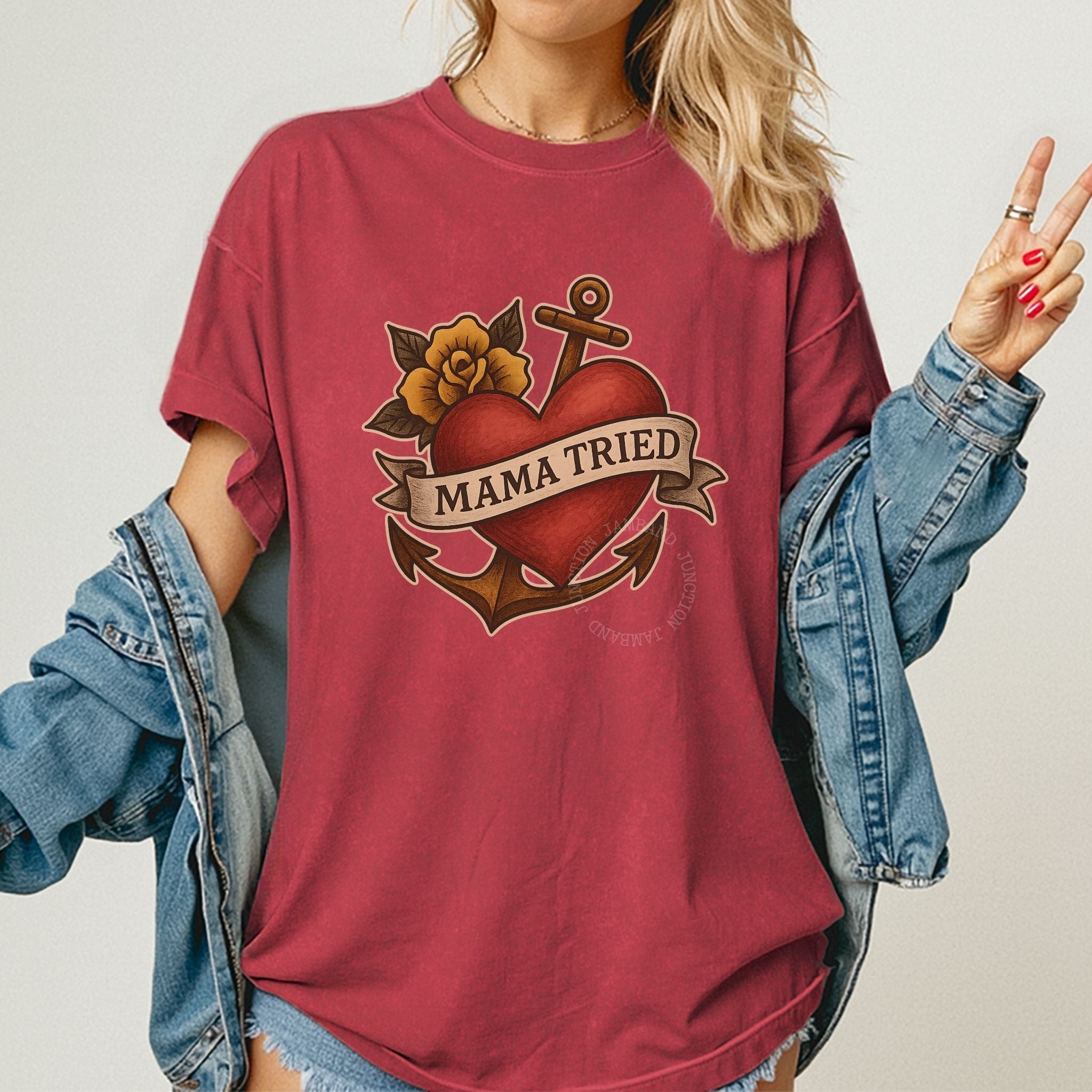 Outlaw country style Mama Tried shirt with vintage lot art