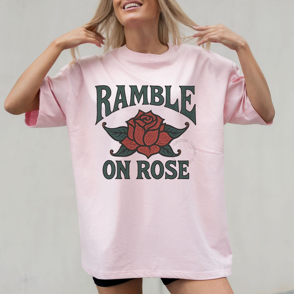 Ramble on Rose design shirt for Deadheads and jamband fans