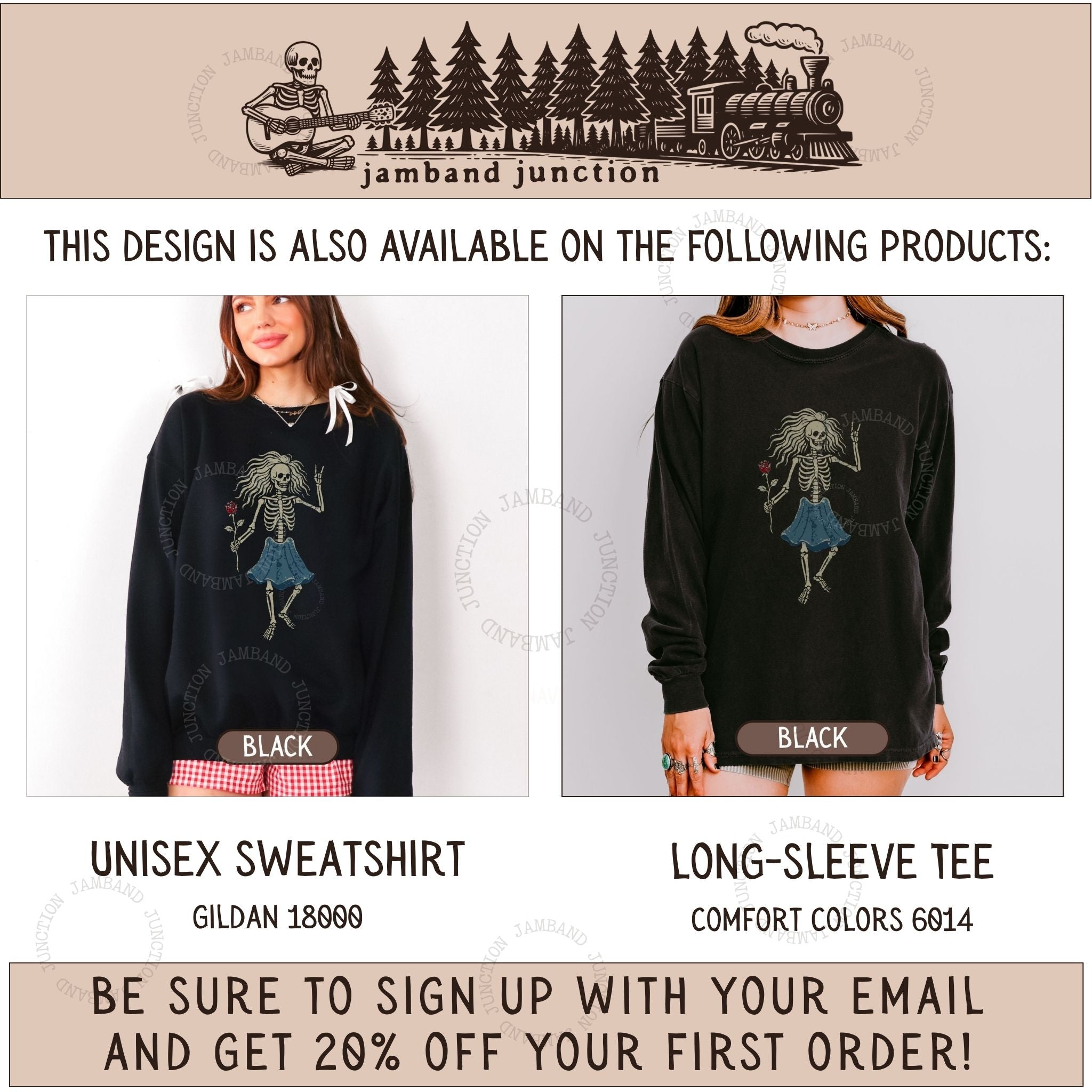 Rosebud Guitar design also available on long sleeve and sweatshirt