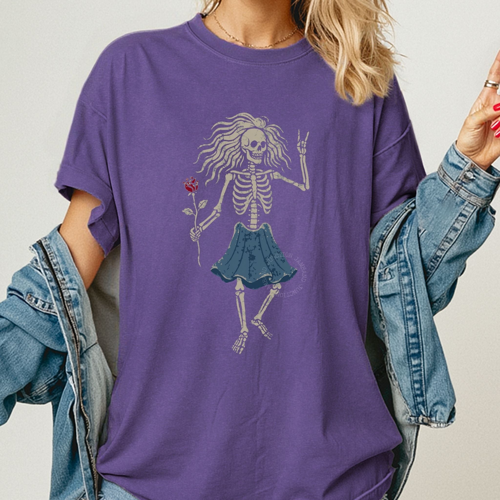 Original Rosebud Guitar design shirt with Deadhead aesthetic