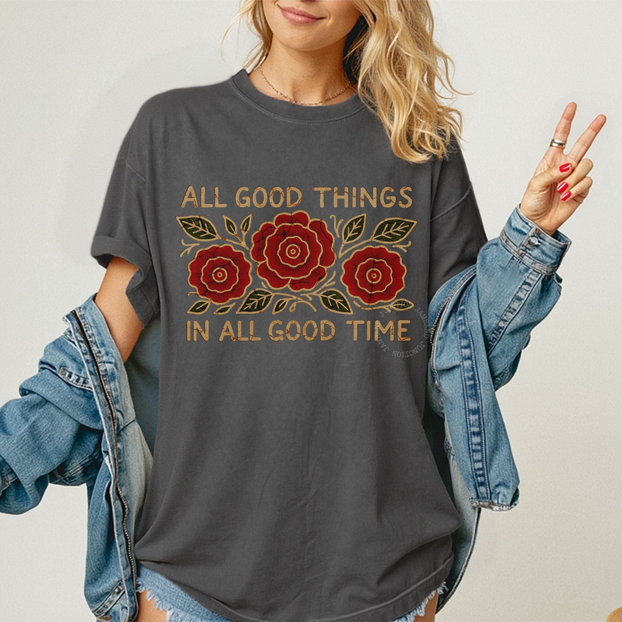 Original Run for the Roses design shirt with Deadhead aesthetic