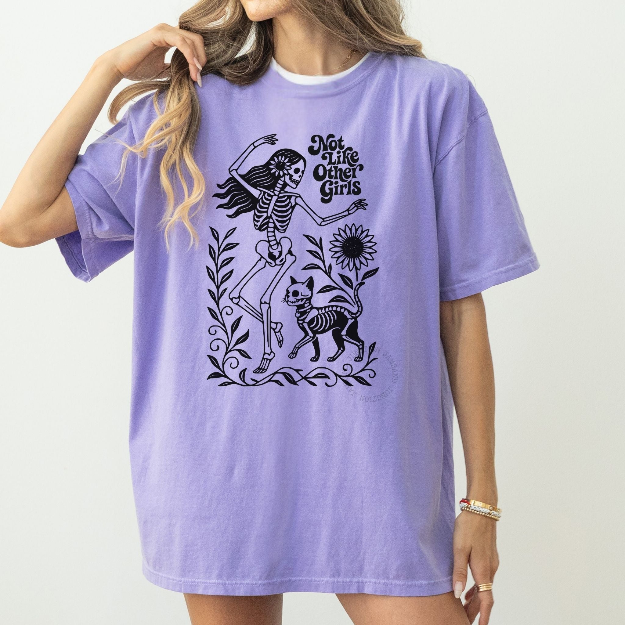 Not Like Other Girls Grateful Dead design shirt with sunflowers artwork