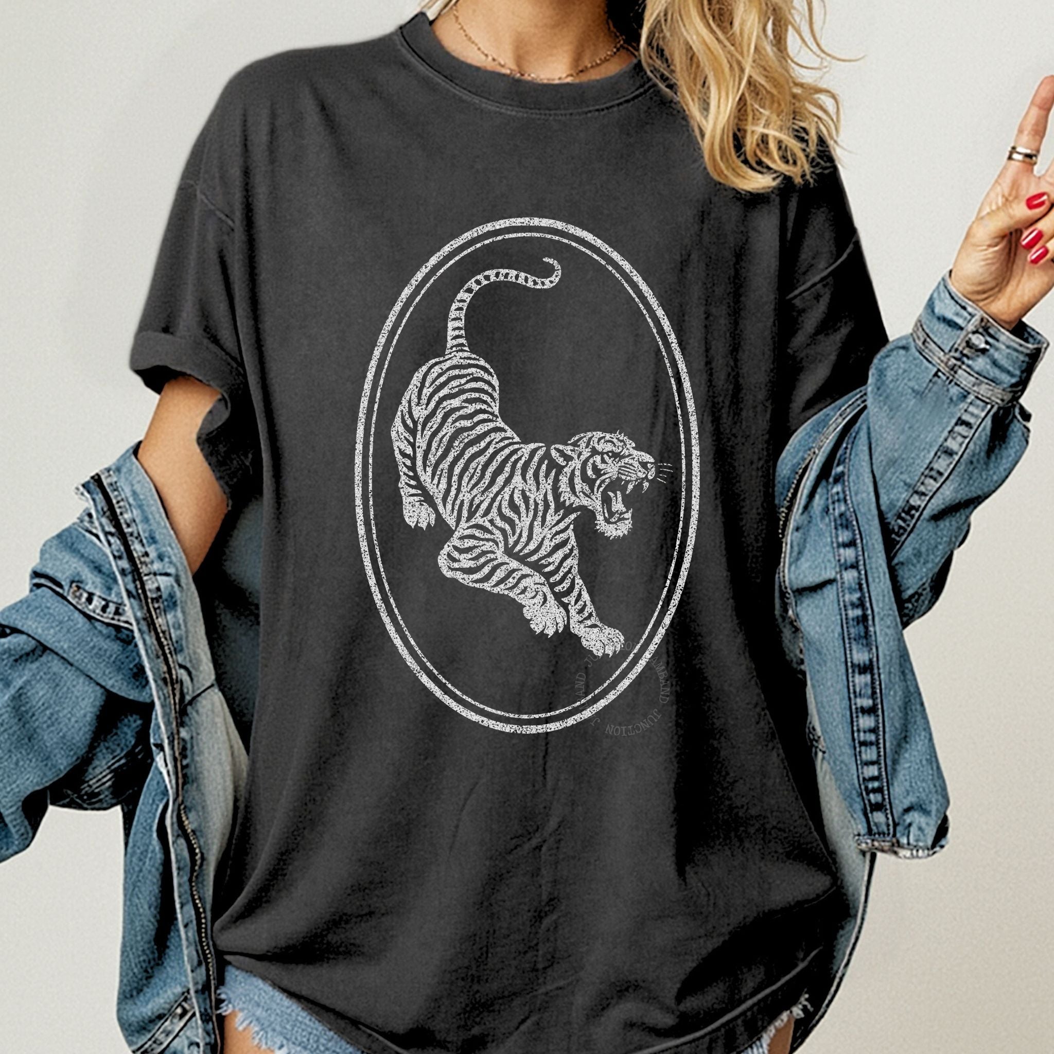 Tiger Guitar Jerry Garcia guitar art shirt in vintage Shakedown lot style