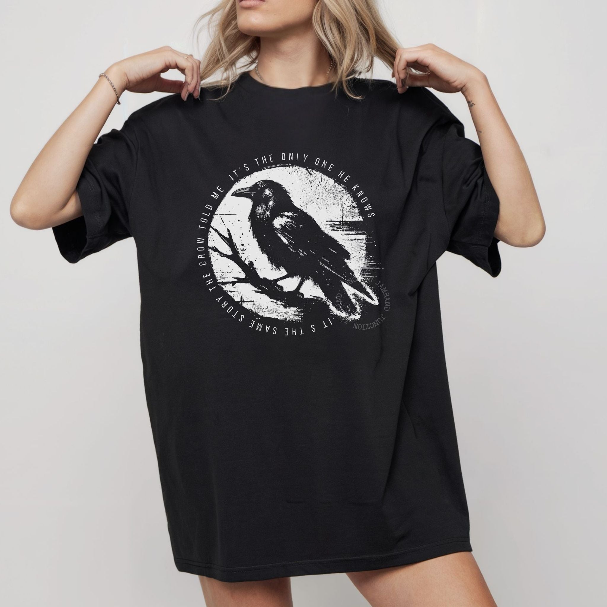 Uncle John’s Band Grateful Dead crow artwork shirt in Shakedown lot style