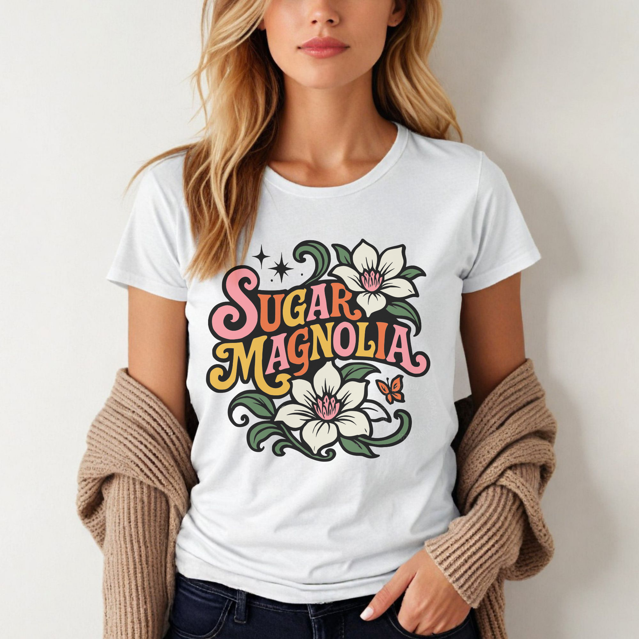 Grateful Dead women’s cut tee with vintage-inspired Sugar Magnolia design in pastel tones.