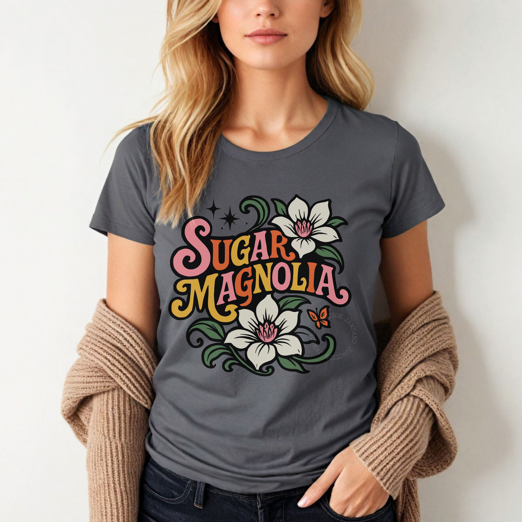 Sugar Magnolia artwork shirt made for Deadhead mamas who shine bright like sunshine daydreams.