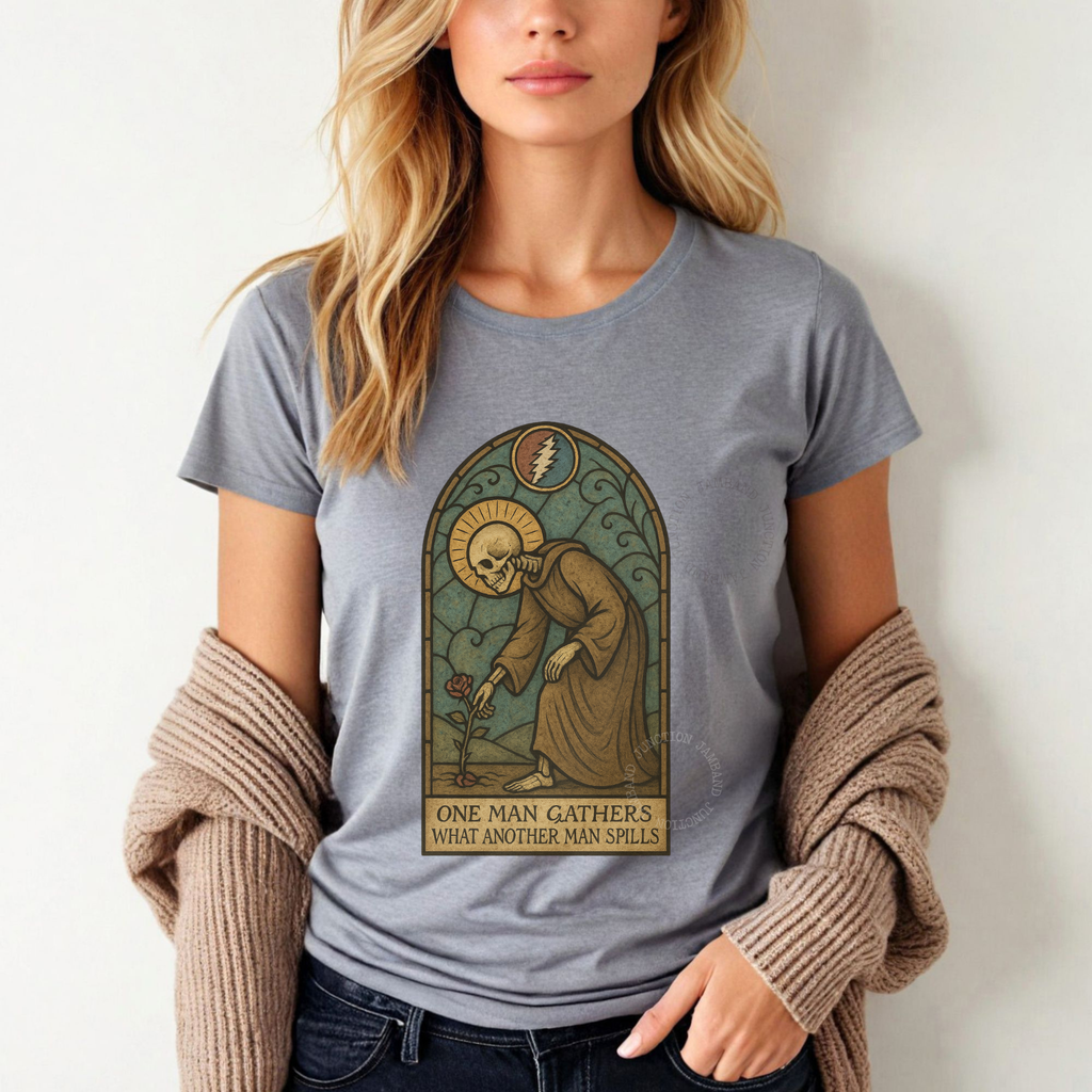 Women’s cut St. Stephen t-shirt in soft tones, perfect for fans of the Grateful Dead and vintage design.