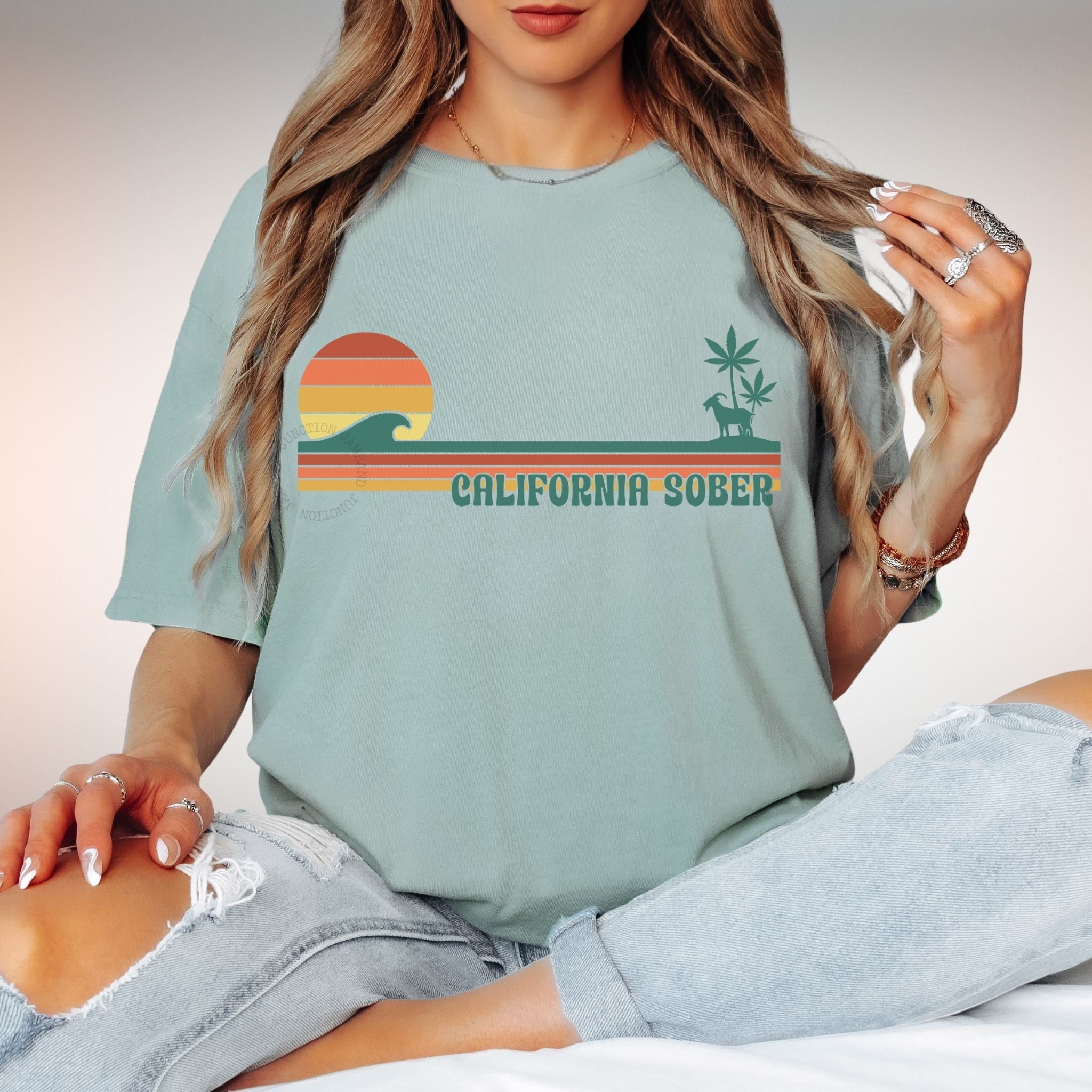 California Sober design printed on a Comfort Colors 1717 t-shirt for jam band fans and festival goers.