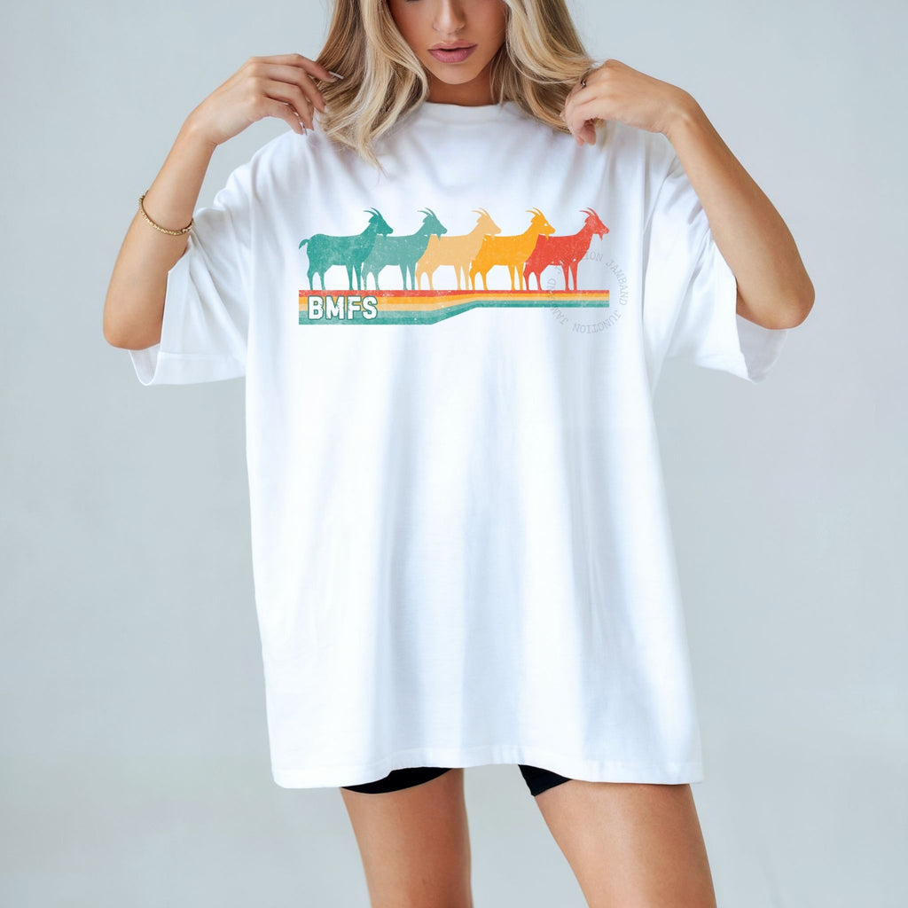 Retro Goats design printed on a Comfort Colors 1717 t-shirt for jam band fans and festival goers.