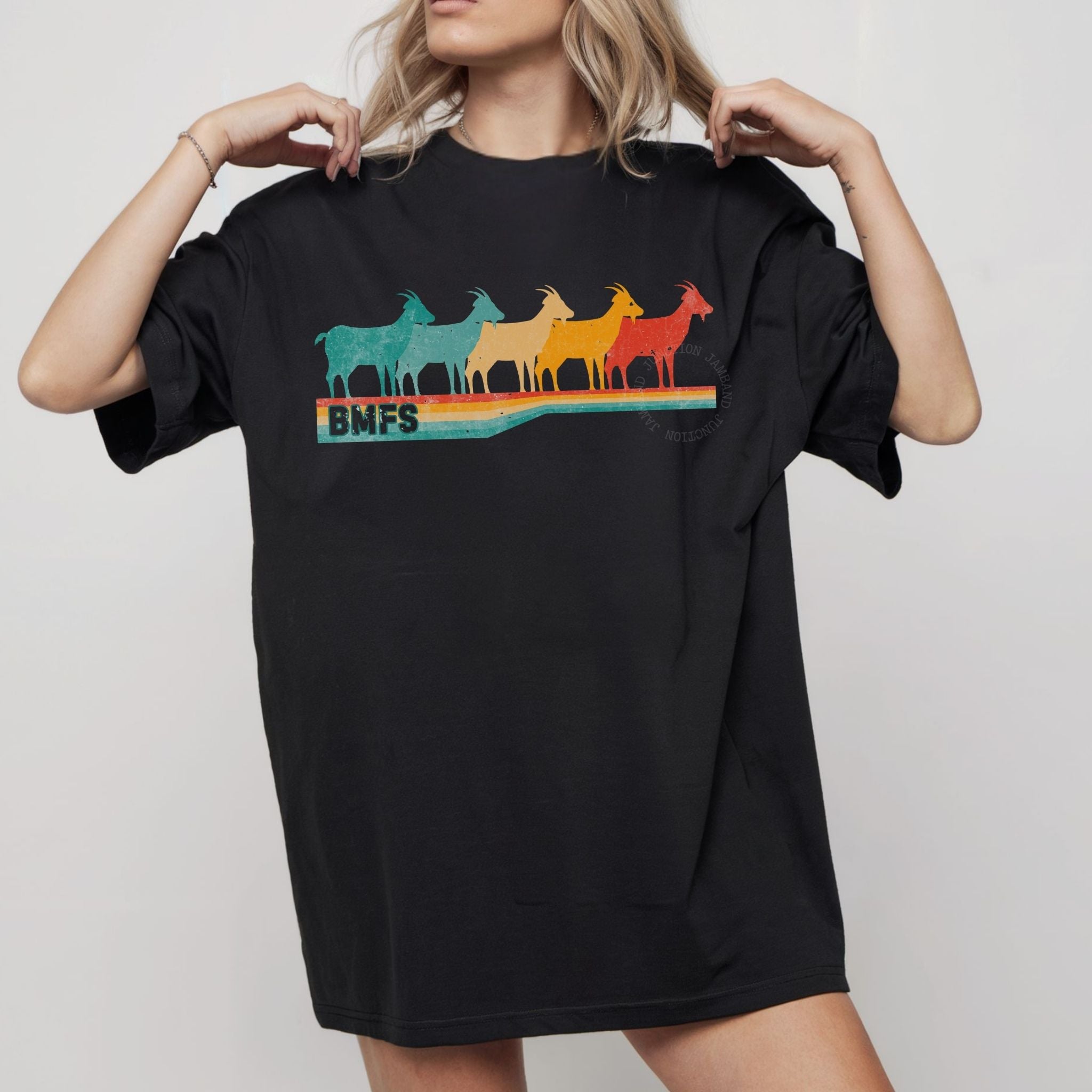 Original Retro Goats illustration inspired by Billy Strings’ high-energy shows and lot scene.