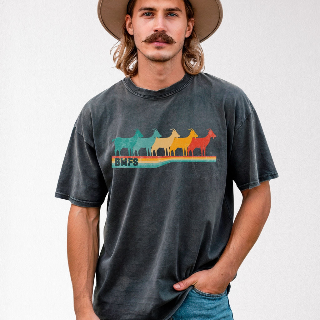 Billy Strings Retro Goats t-shirt featuring original artwork and Shakedown lot style design.