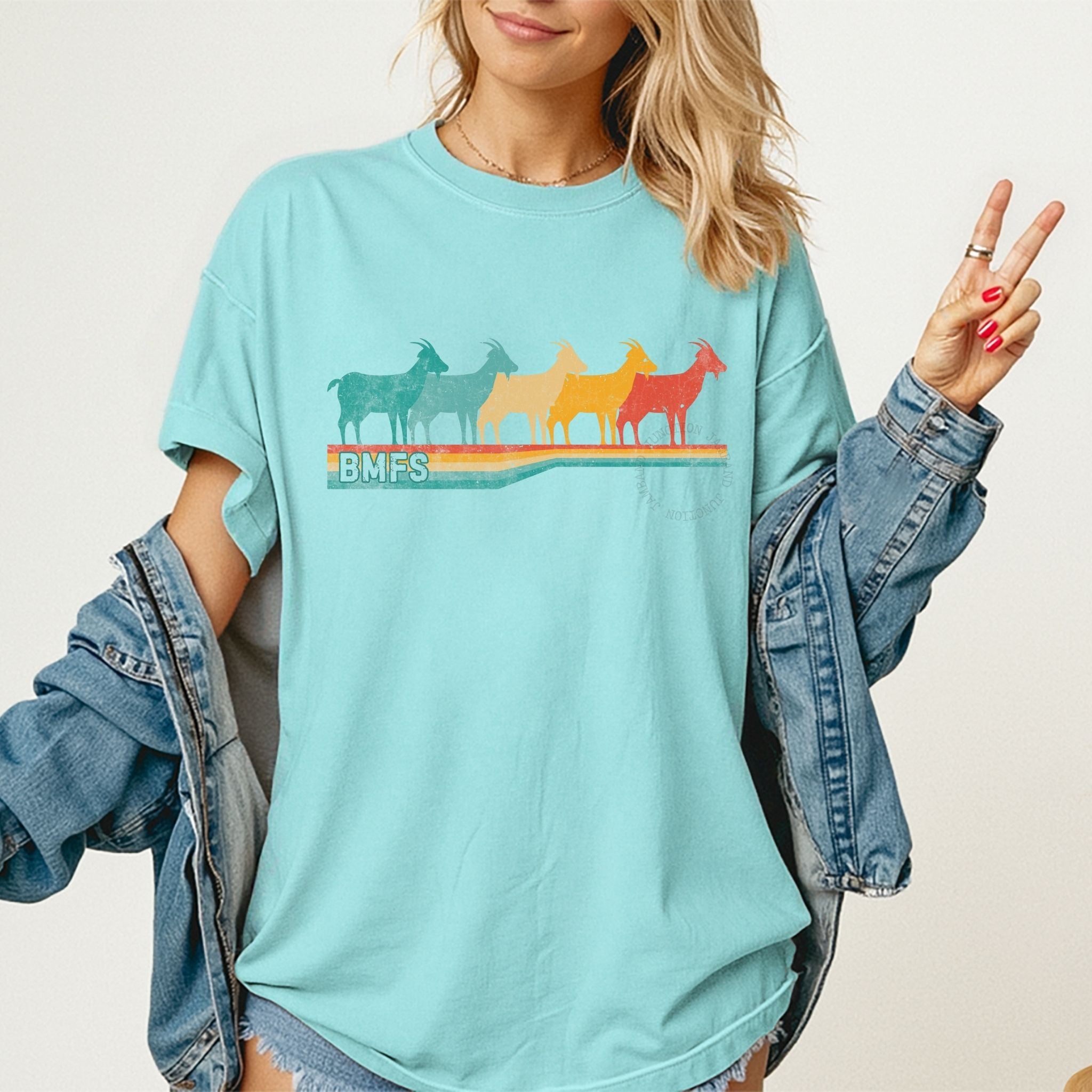 Retro Goats artwork t-shirt made for BMFS fans who live for the jam and the road ahead.