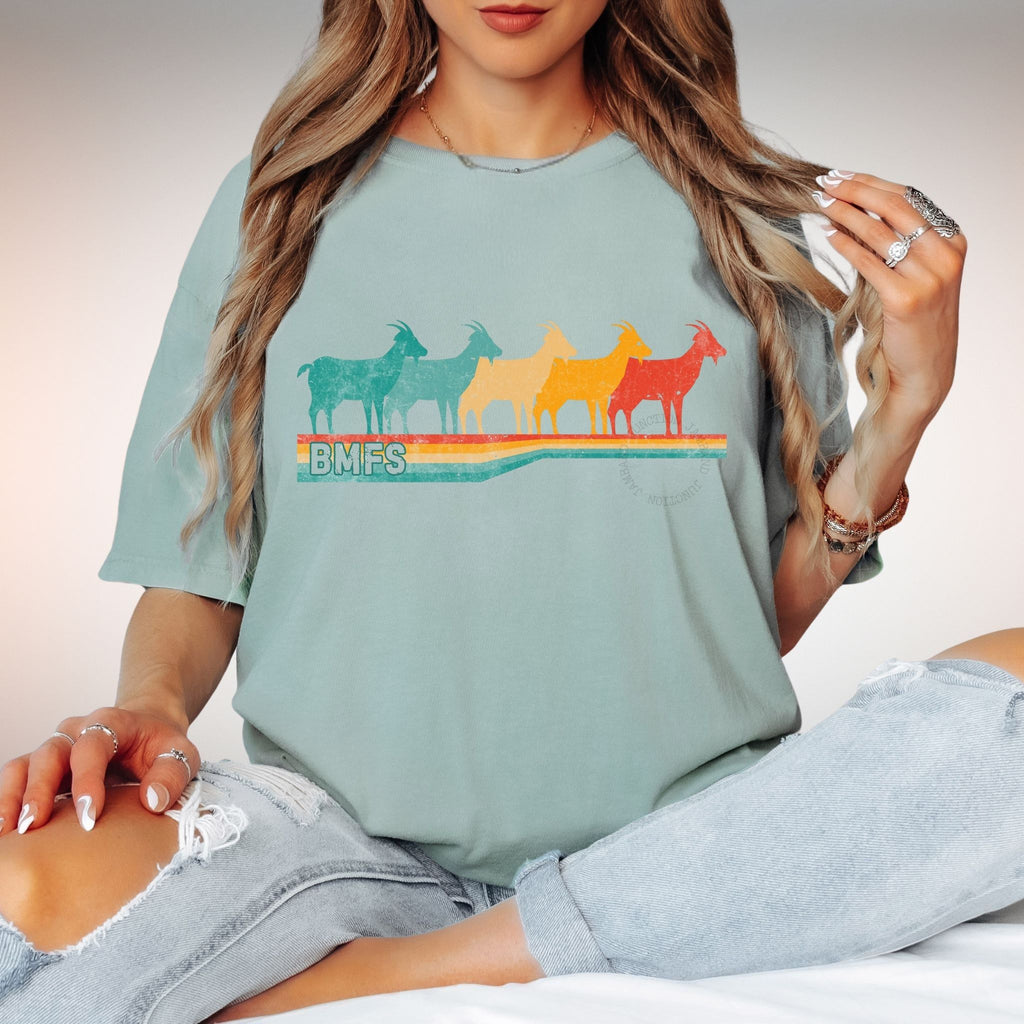Retro Goats t-shirt, ideal for Billy Strings fans who love expressive jam-style art.