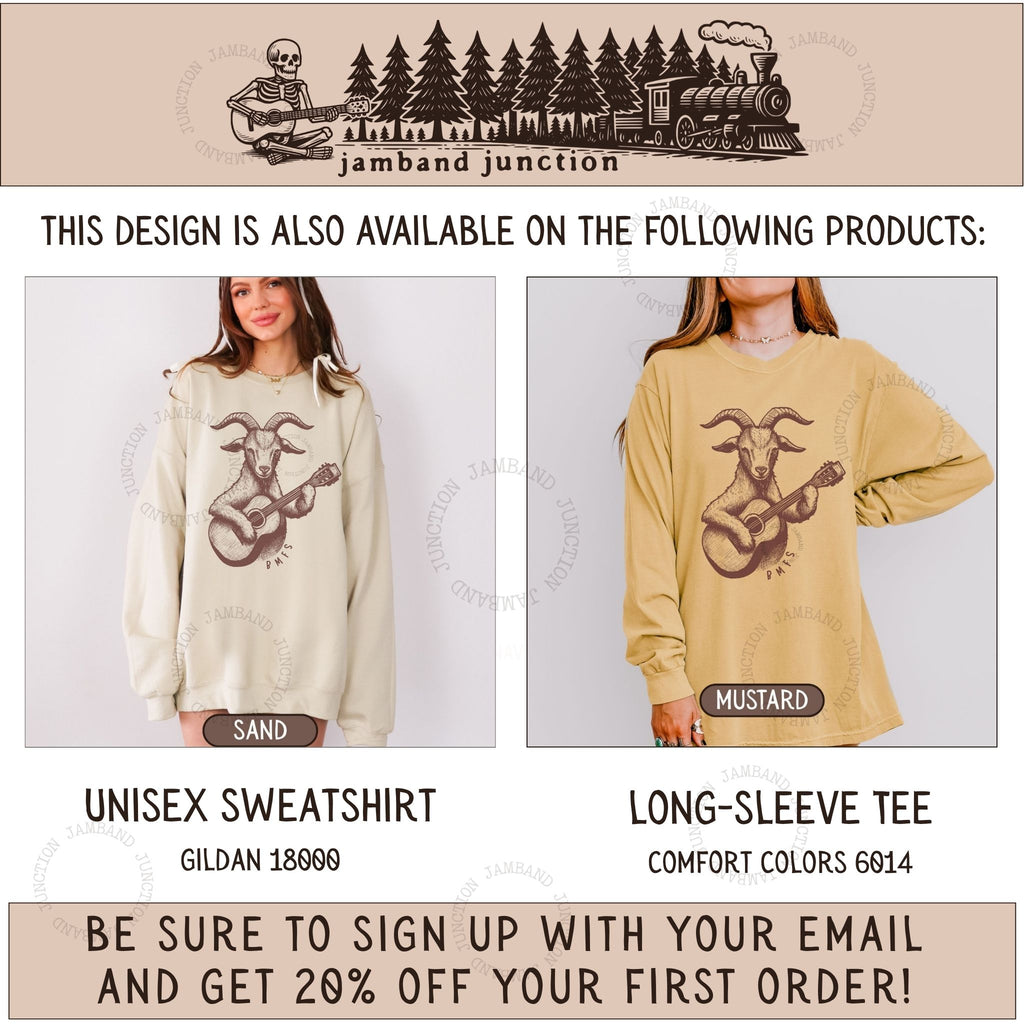 Billy Strings Goat and Guitar design is also available on these quality products from Jamband Junction.