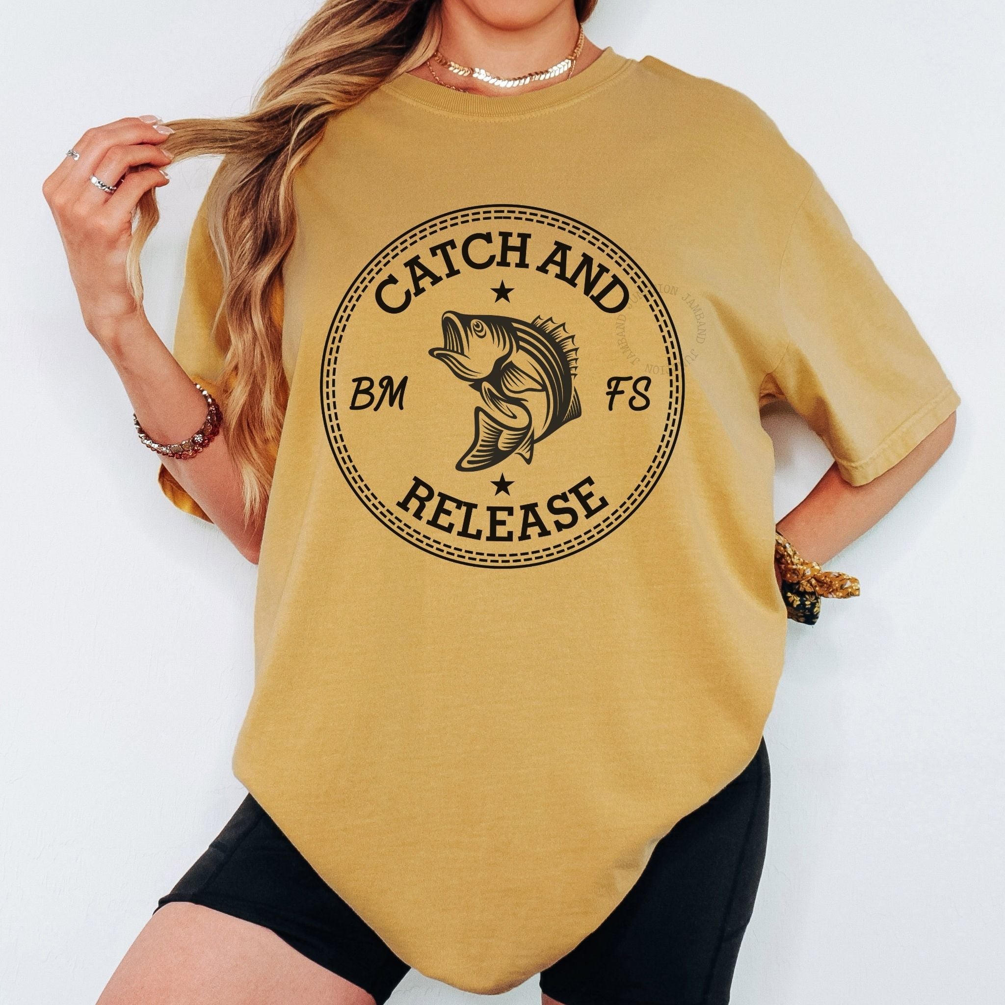 Shakedown lot style Catch and Release design printed on a Comfort Colors 1717 relaxed fit tee.