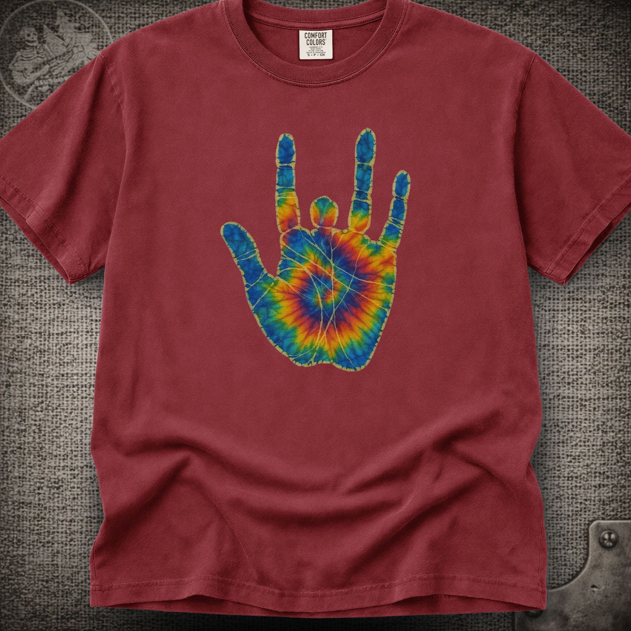 Jerry Garcia Hand | Jerry's Tie-Dye Handprint Shakedown Lot Style T-Shirt