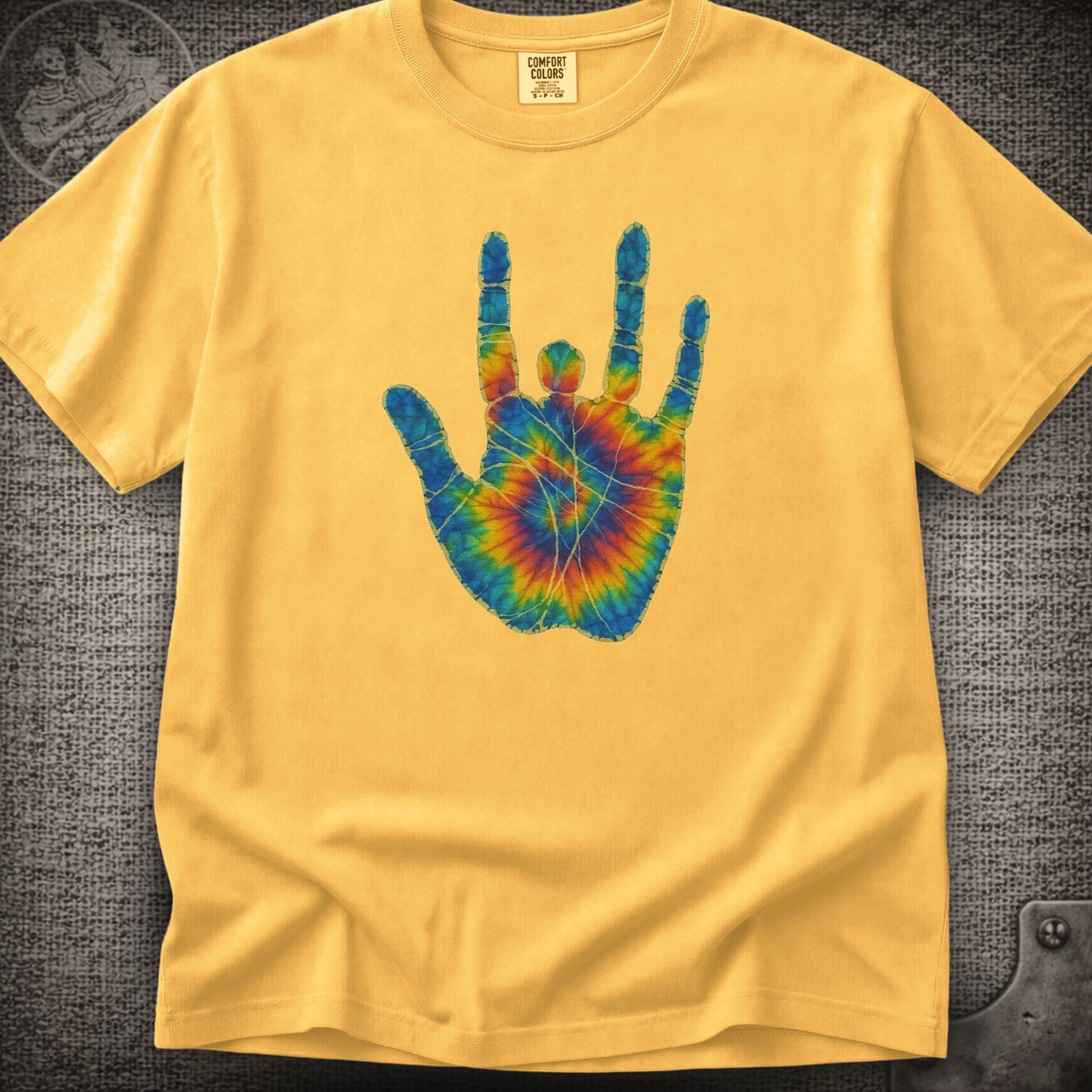 Jerry Garcia Hand | Jerry's Tie-Dye Handprint Shakedown Lot Style T-Shirt