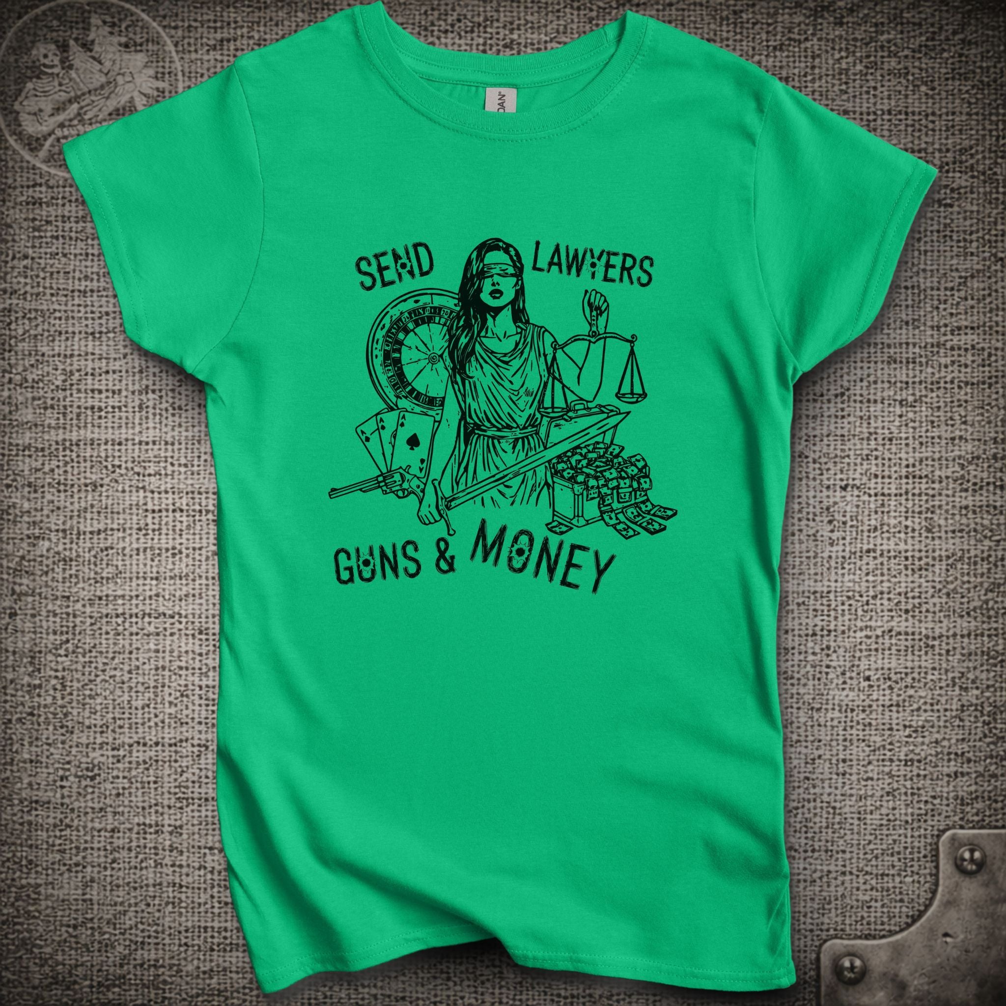 Lawyers Guns and Money | Warren Zevon | Women's Cut Widespread Panic Shakedown Lot T-Shirt