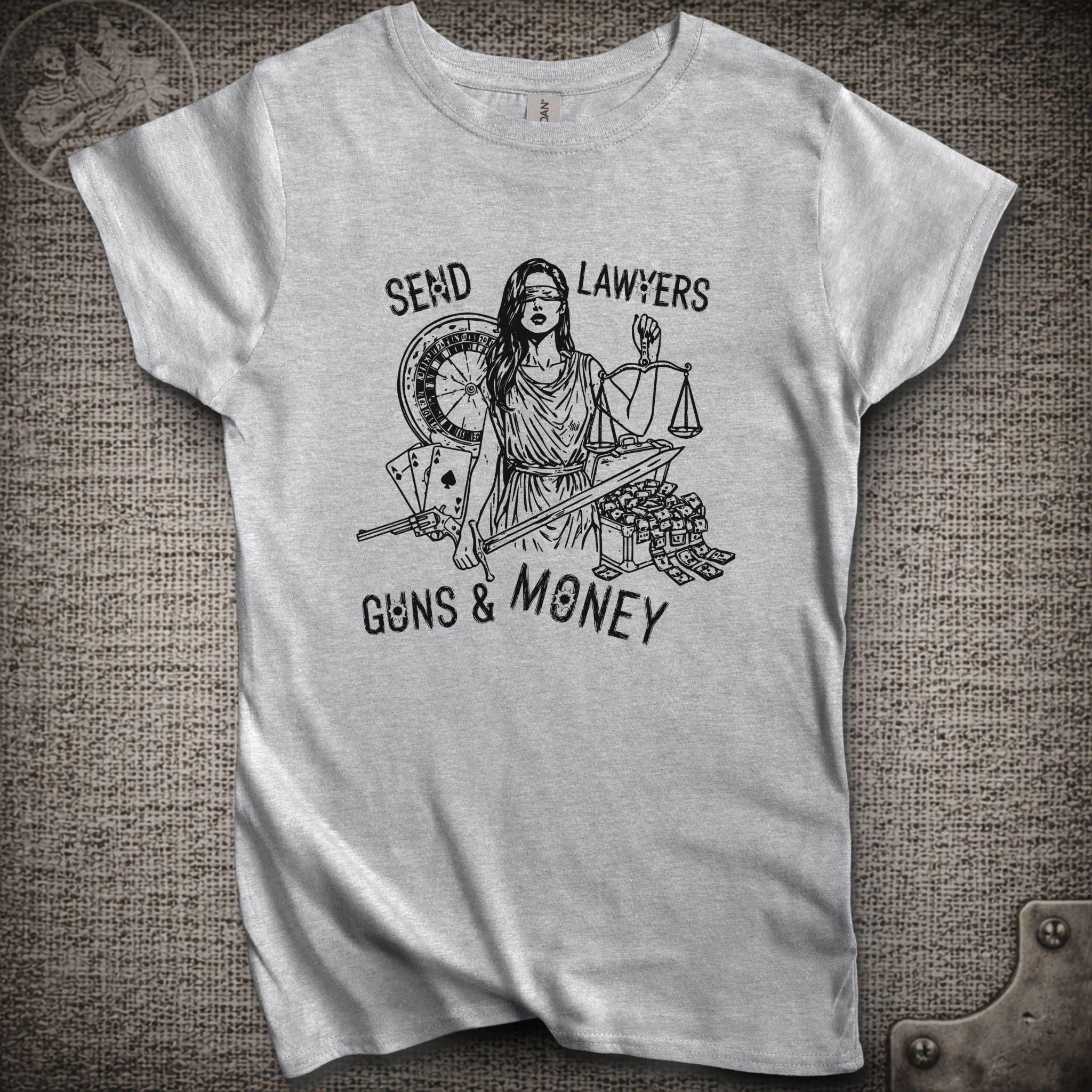 Lawyers Guns and Money | Warren Zevon | Women's Cut Widespread Panic Shakedown Lot T-Shirt