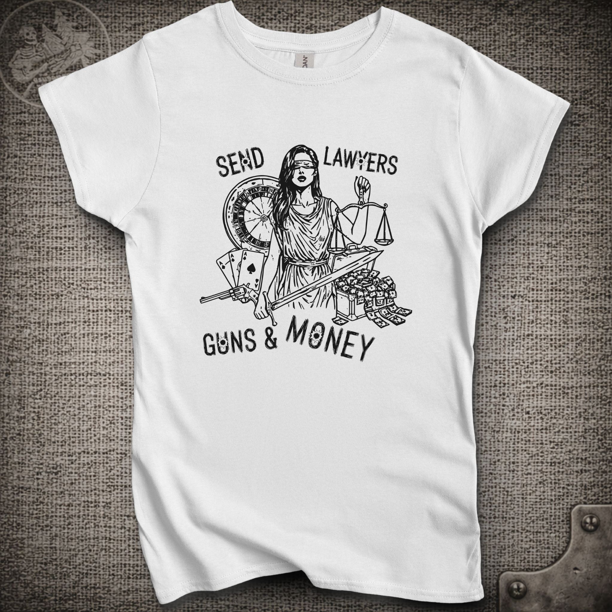 Lawyers Guns and Money | Warren Zevon | Women's Cut Widespread Panic Shakedown Lot T-Shirt