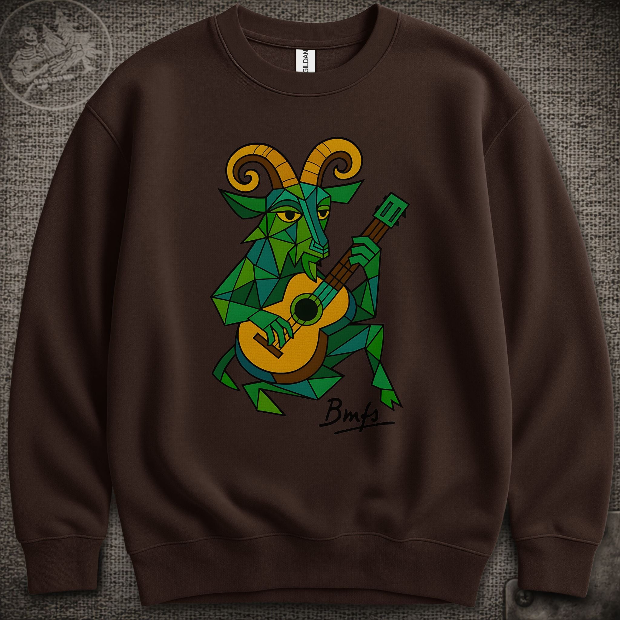 Cubist Goat with Guitar | Billy Strings Shakedown Lot Style Crewneck Sweatshirt