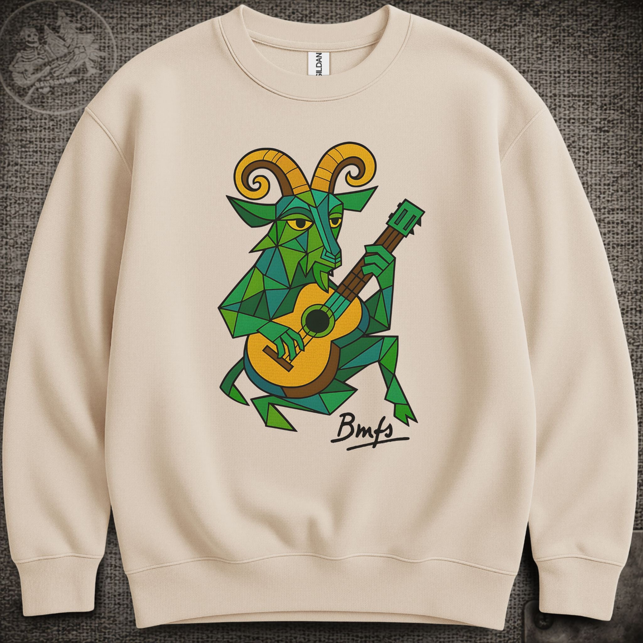 Cubist Goat with Guitar | Billy Strings Shakedown Lot Style Crewneck Sweatshirt