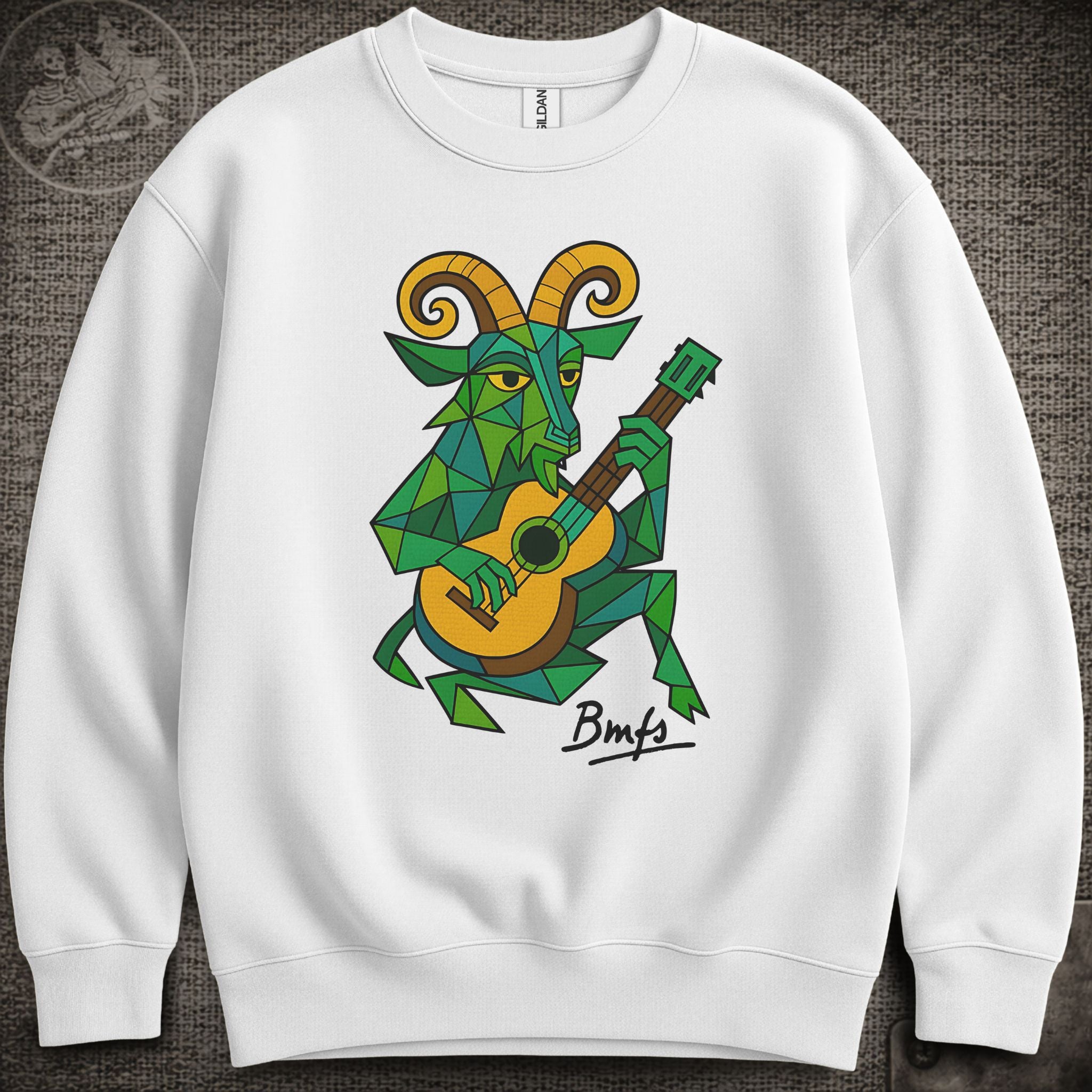 Cubist Goat with Guitar | Billy Strings Shakedown Lot Style Crewneck Sweatshirt