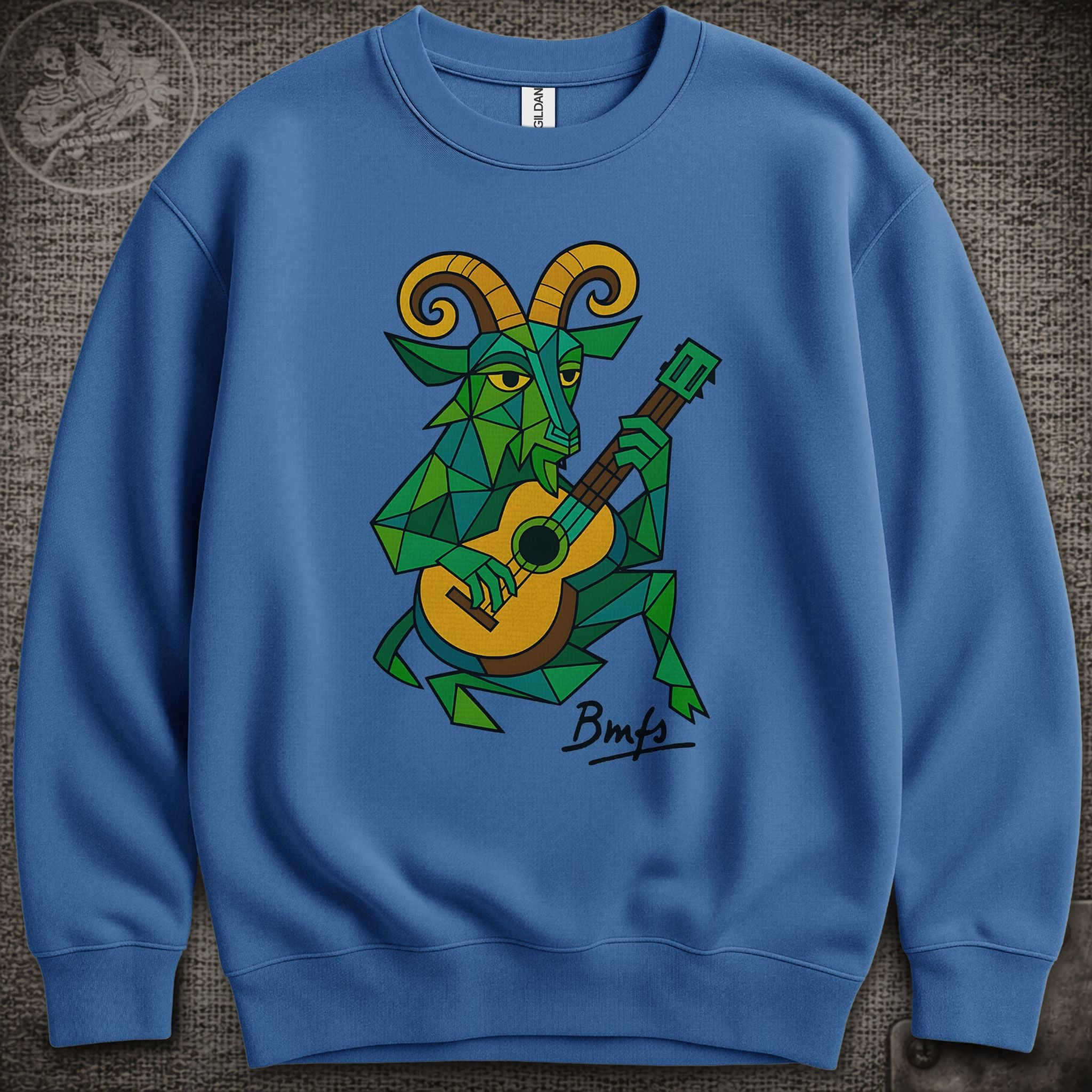 Cubist Goat with Guitar | Billy Strings Shakedown Lot Style Crewneck Sweatshirt