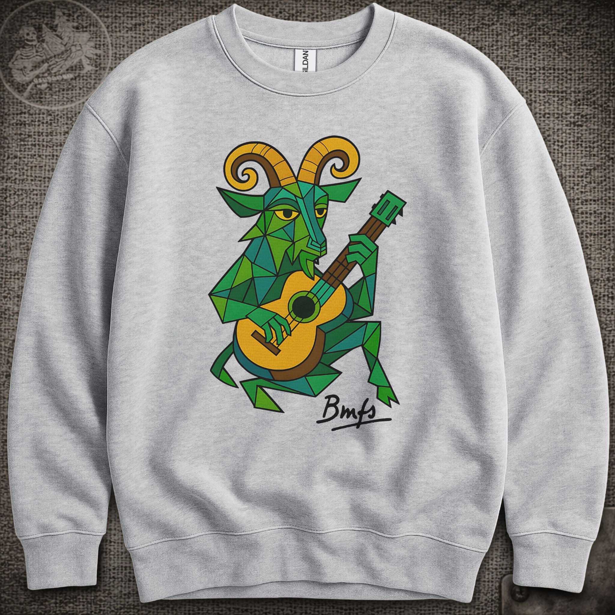 Cubist Goat with Guitar | Billy Strings Shakedown Lot Style Crewneck Sweatshirt