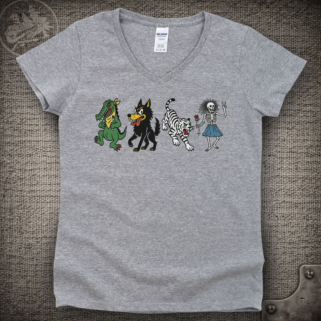 Jerry Garcia's Guitars | JGB & Grateful Dead Shakedown Lot Style Ladies V-Neck Tee