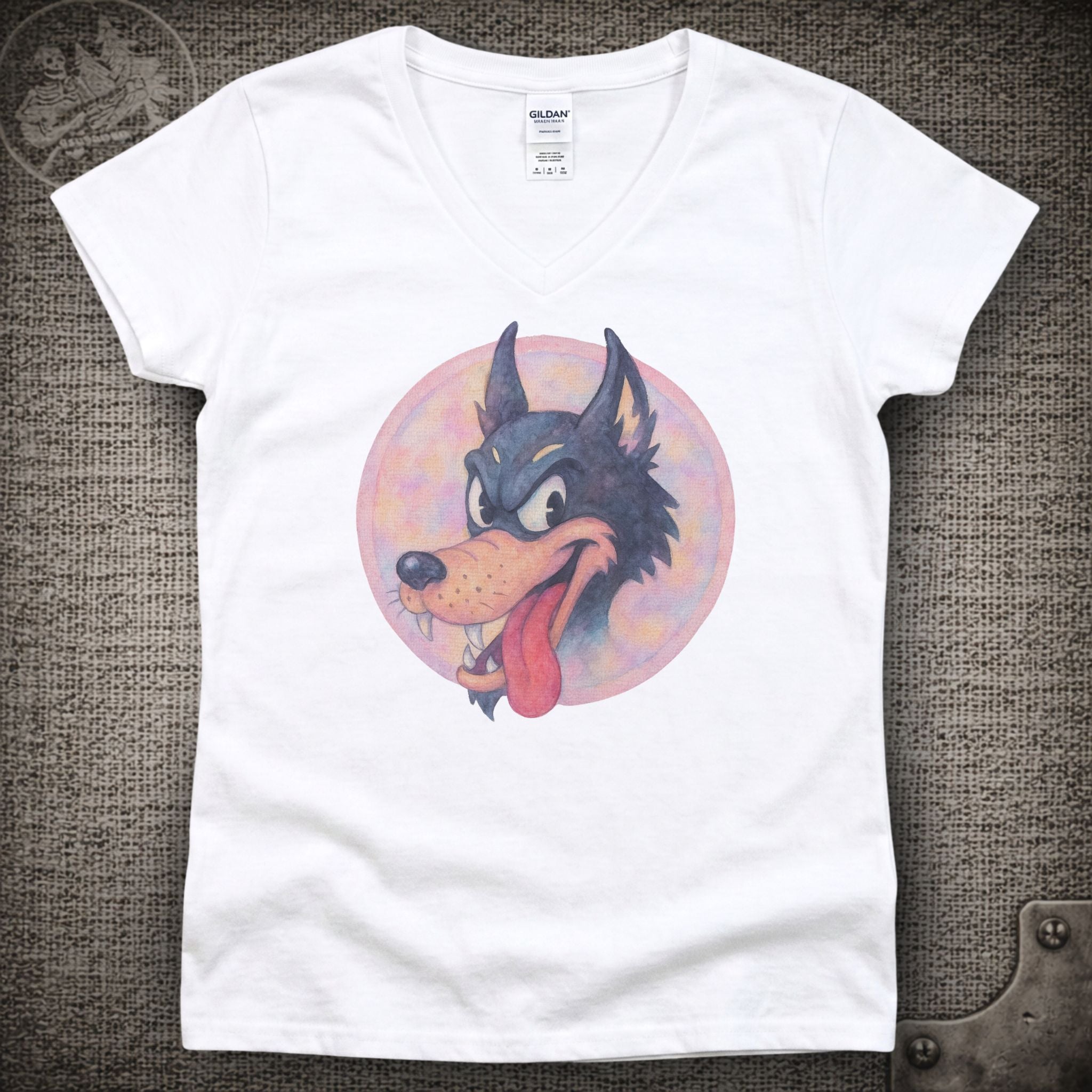 Jerry's Wolf in Pastel | Grateful Dead Shakedown Lot Style Ladies V-Neck Tee