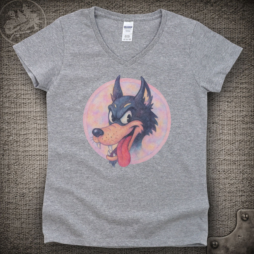 Jerry's Wolf in Pastel | Grateful Dead Shakedown Lot Style Ladies V-Neck Tee