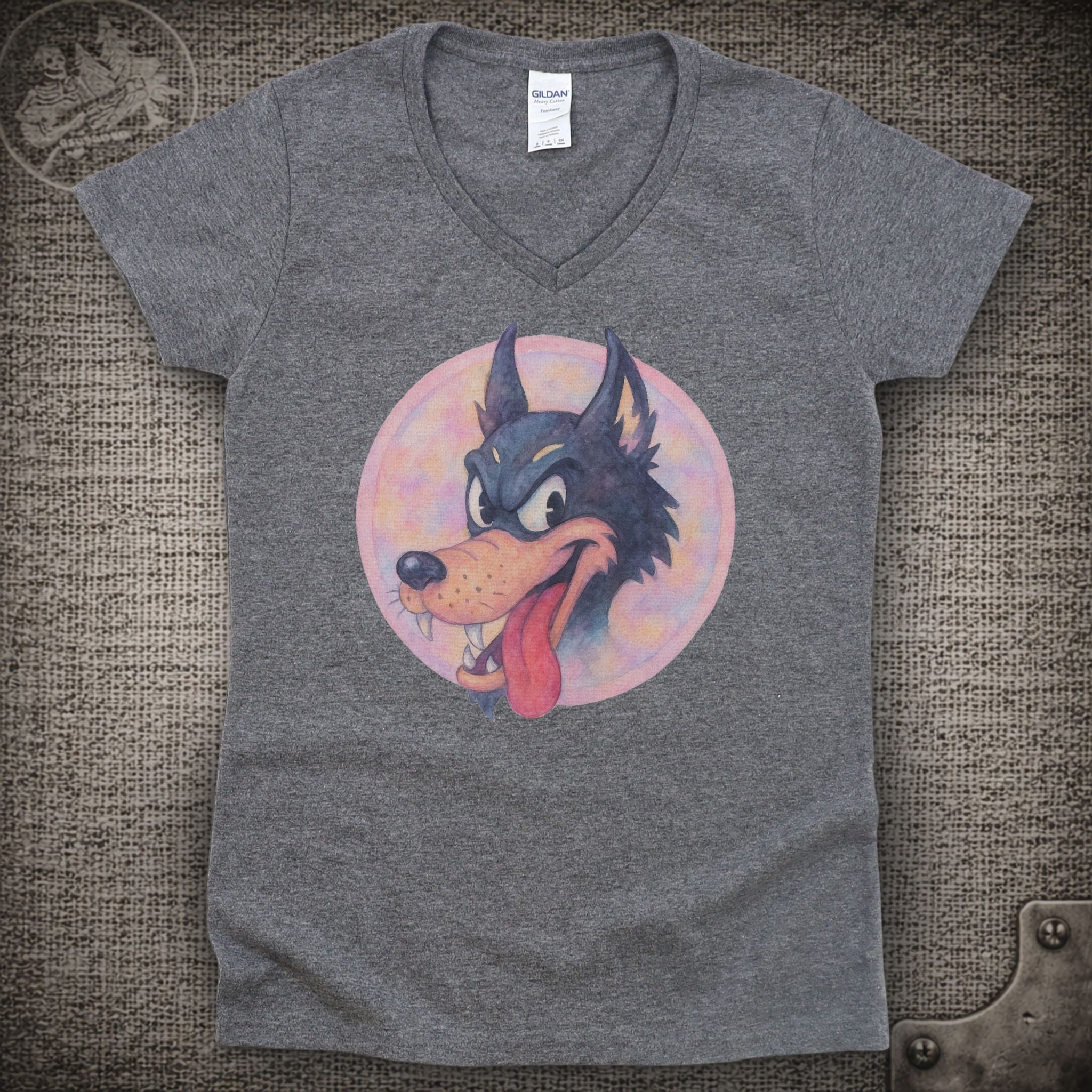 Jerry's Wolf in Pastel | Grateful Dead Shakedown Lot Style Ladies V-Neck Tee